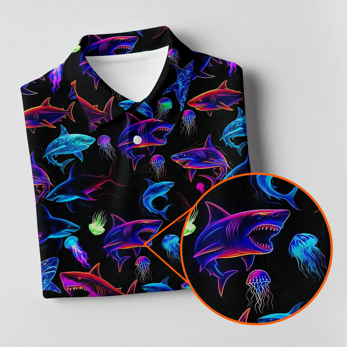Neon Shark Funny Golf Shirt, Golf Shirt For Women, Ladies Golf Shirts, Women's Polo Shirt