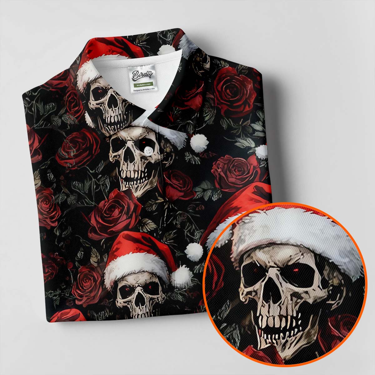 Vintage Skull And Roses Christmas Golf Shirt, Cool Golf Outfit, Ladies Golf Shirts, Women's Polo Shirt