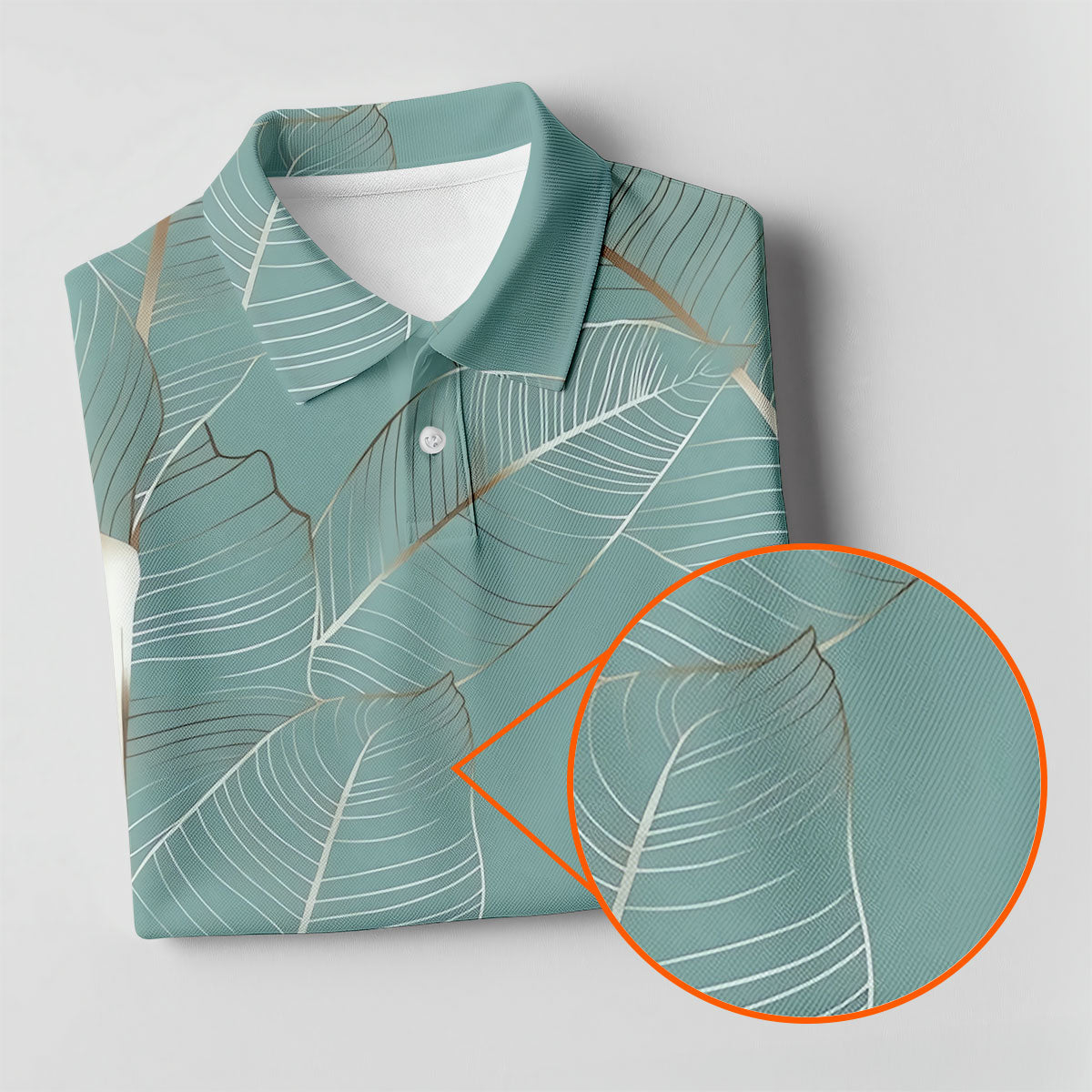 Tropical Leaves Blue Grey Golf Shirt, Summer Hawaiian Golf Shirt, Golf Shirts For Men