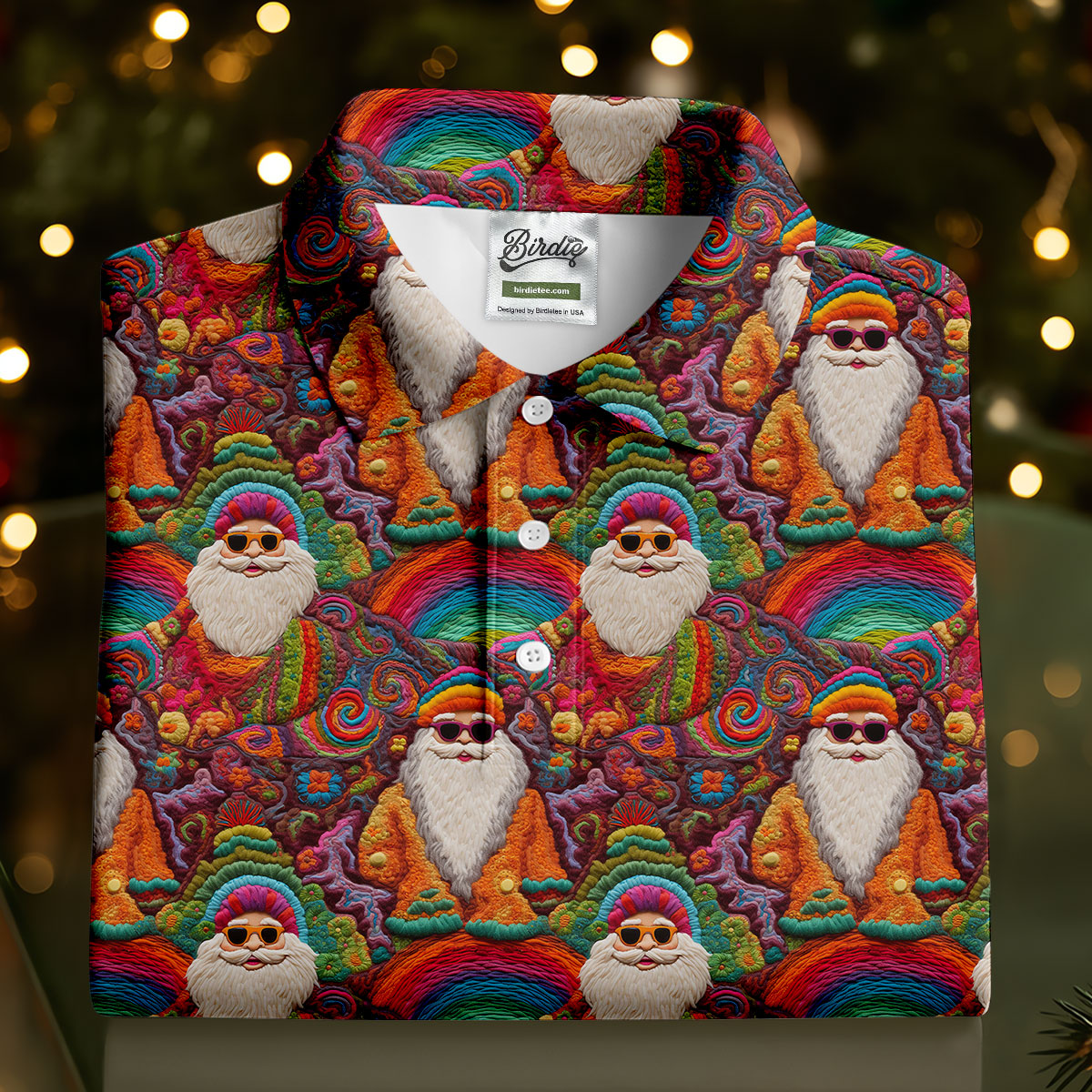 Groovy Hippie Santa Seamless Pattern Golf Shirts, Christmas Golf Shirt, Golf Gifts For Women, Fun Golf Shirt
