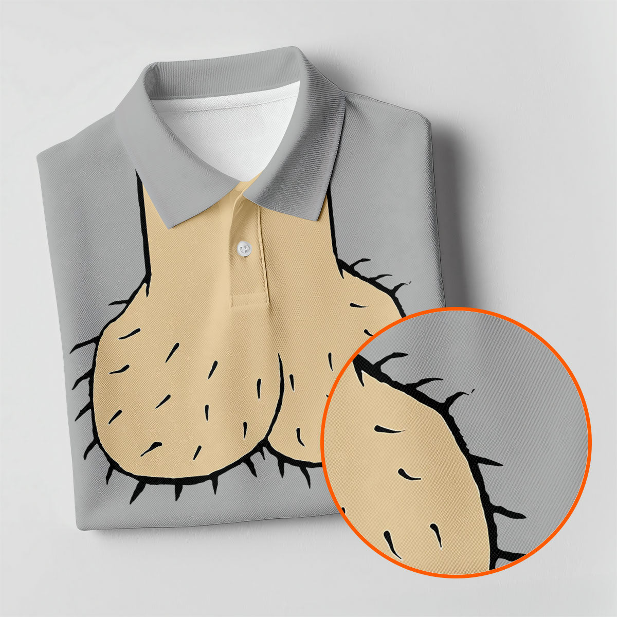 Gray Funny Dickhead Faux Chest Golf Shirt, Mens Golf Polo, Printed Golf Shirts