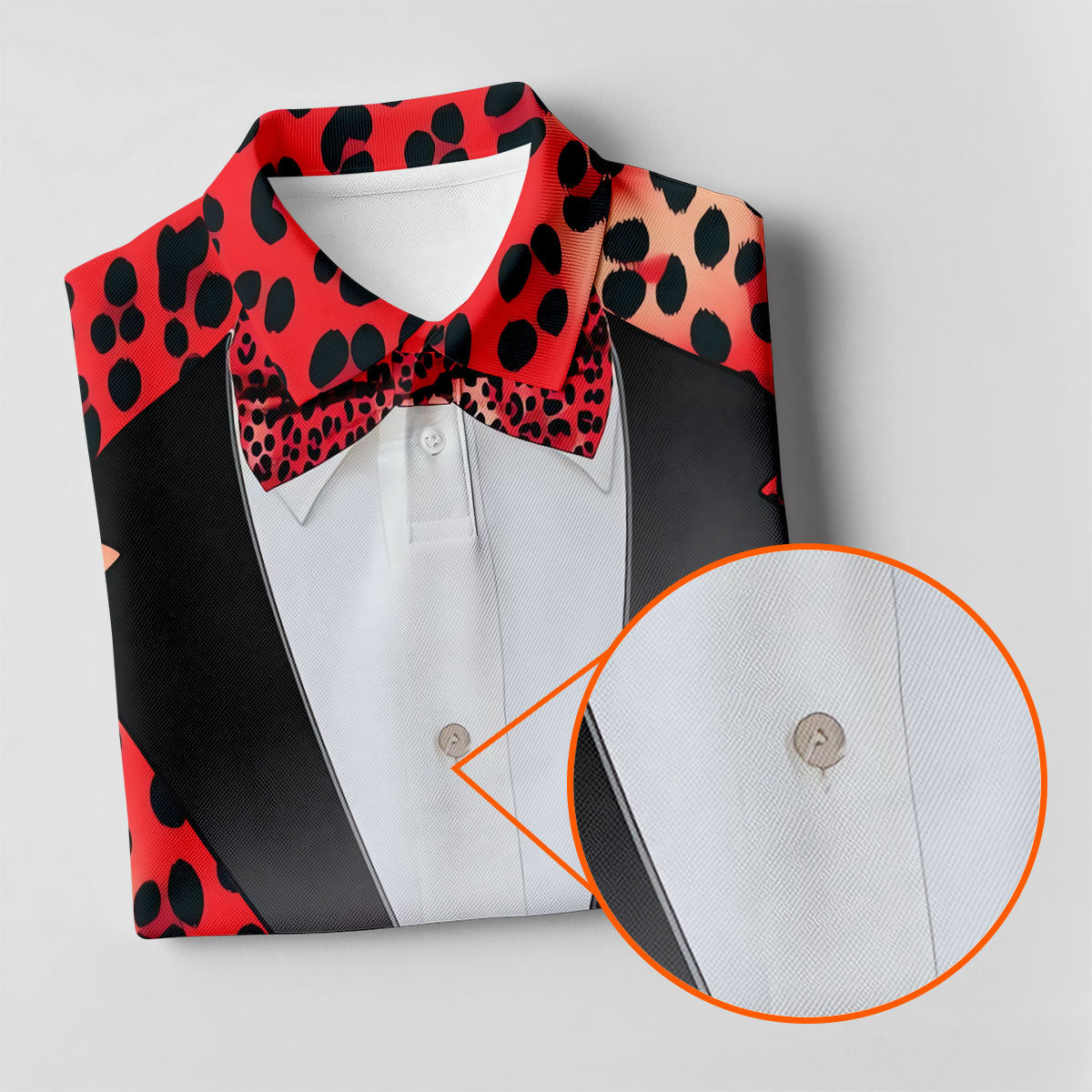 Red Leopard Funny Costume Hawaiian Golf Shirt, Ladies Golf Tops, Golf Shirt For Women