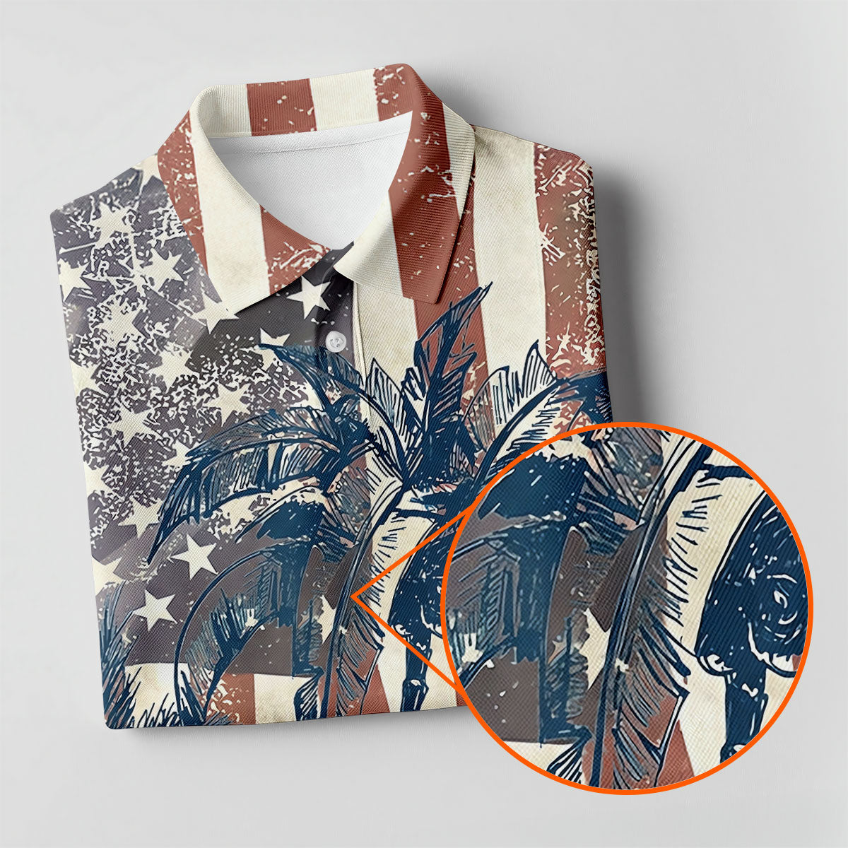 Hawaiian Theme Distressed US Flag Patriotic Golf Shirt, 250 Years 4th Of July Golf Shirt For Women