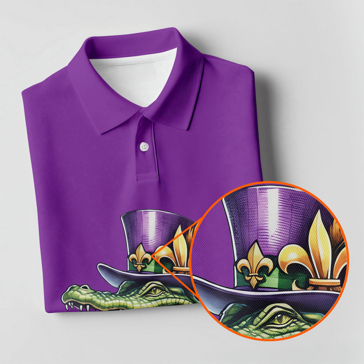 Mardi Gras Alligator Playing Saxophone Purple Golf Shirt, Golf Shirts For Men, Polo ShirtFor Men