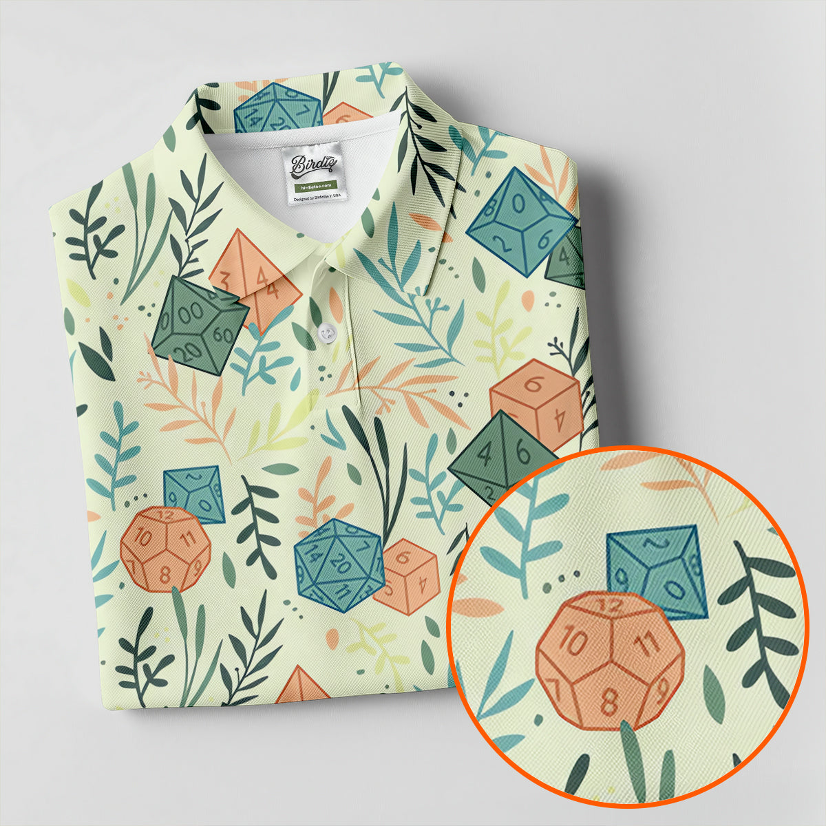 Polyhedral Dice Dragon Game Tropical Vibe Golf Tops For Men, Polo ShirtFor Men, Golf Shirts For Men