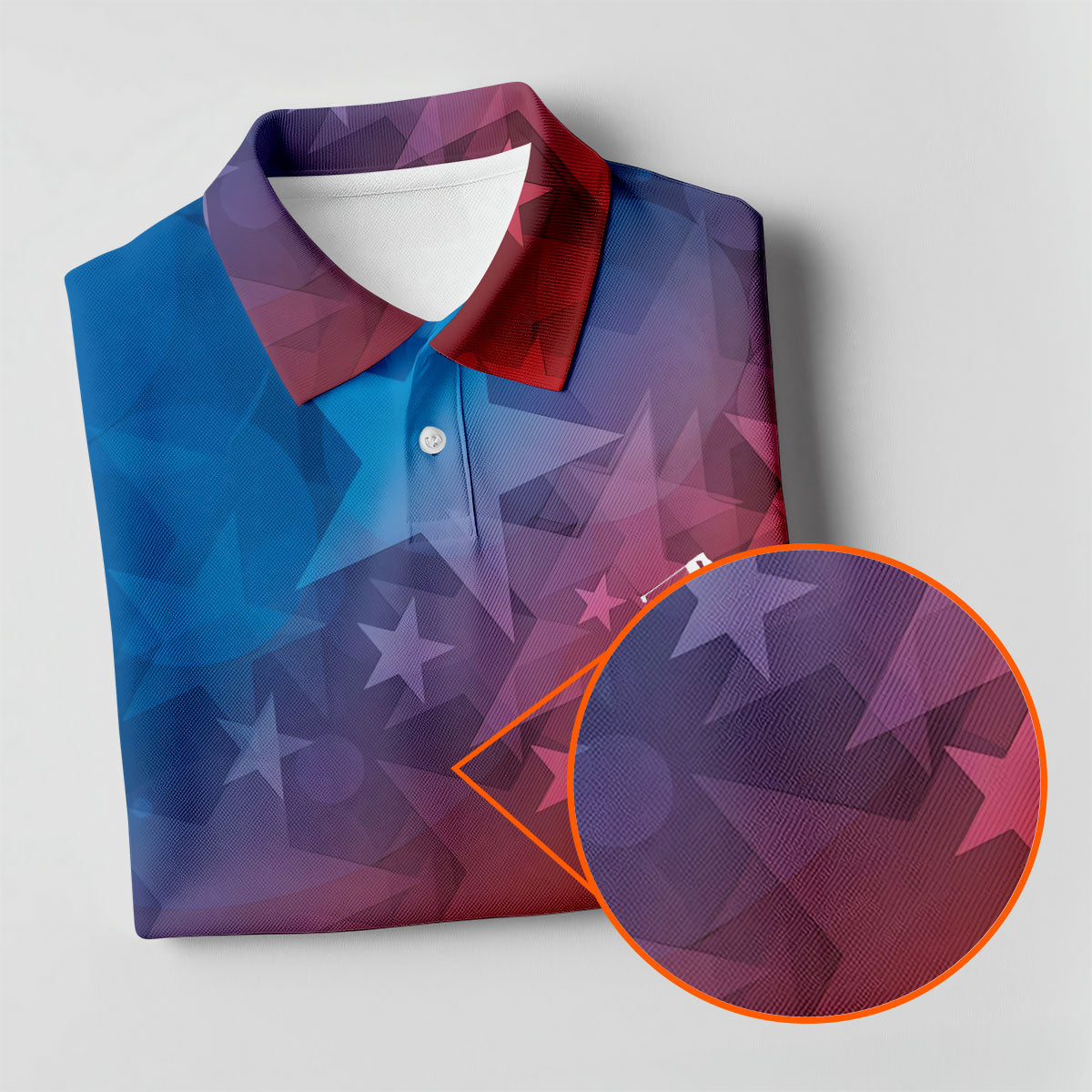 American Flag Pattern Golf Tournament Red And Blue Golf Shirts For Men, Polo ShirtFor Men