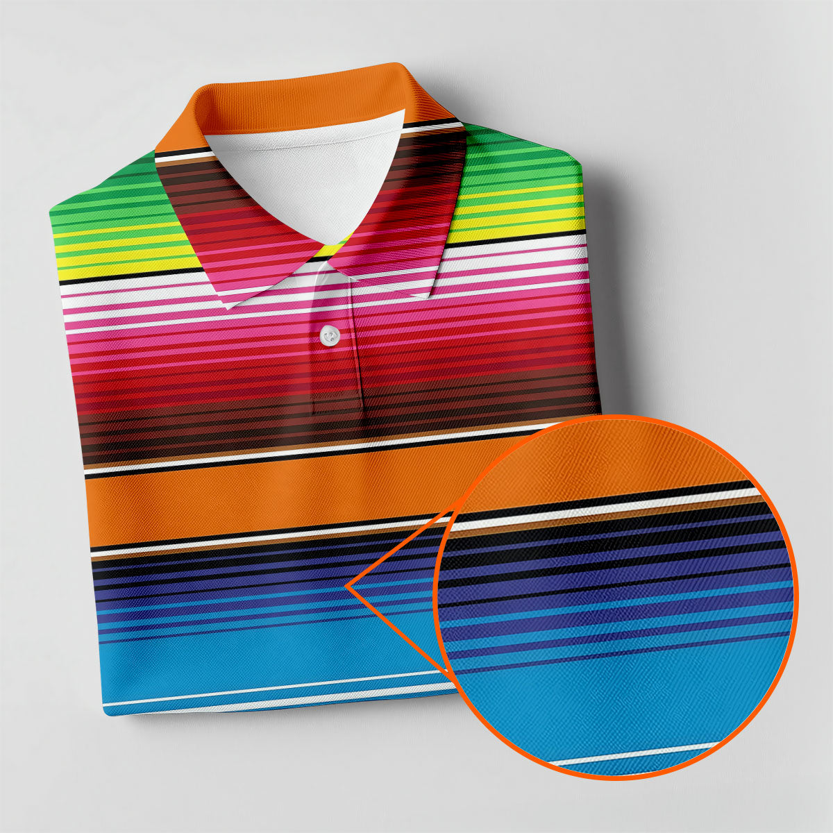 Mexican Serape Stripe Pattern Cinco De Mayo Celebration Fiesta Themed Golf Shirts For Men