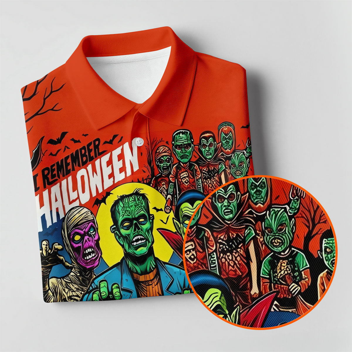 I Remember Halloween Classic Monster Golf Polo Shirt, Women's Golf Polo, Ladies Golf Shirts