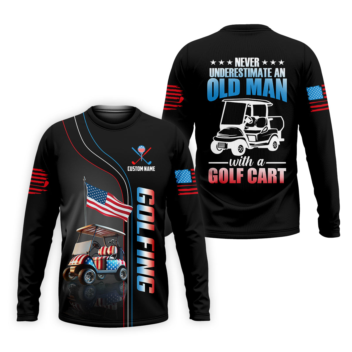 Never Underestimate An Old Man Custom Men's Golf Polo Shirtunny Golf Shirt, Dad Golf Gift