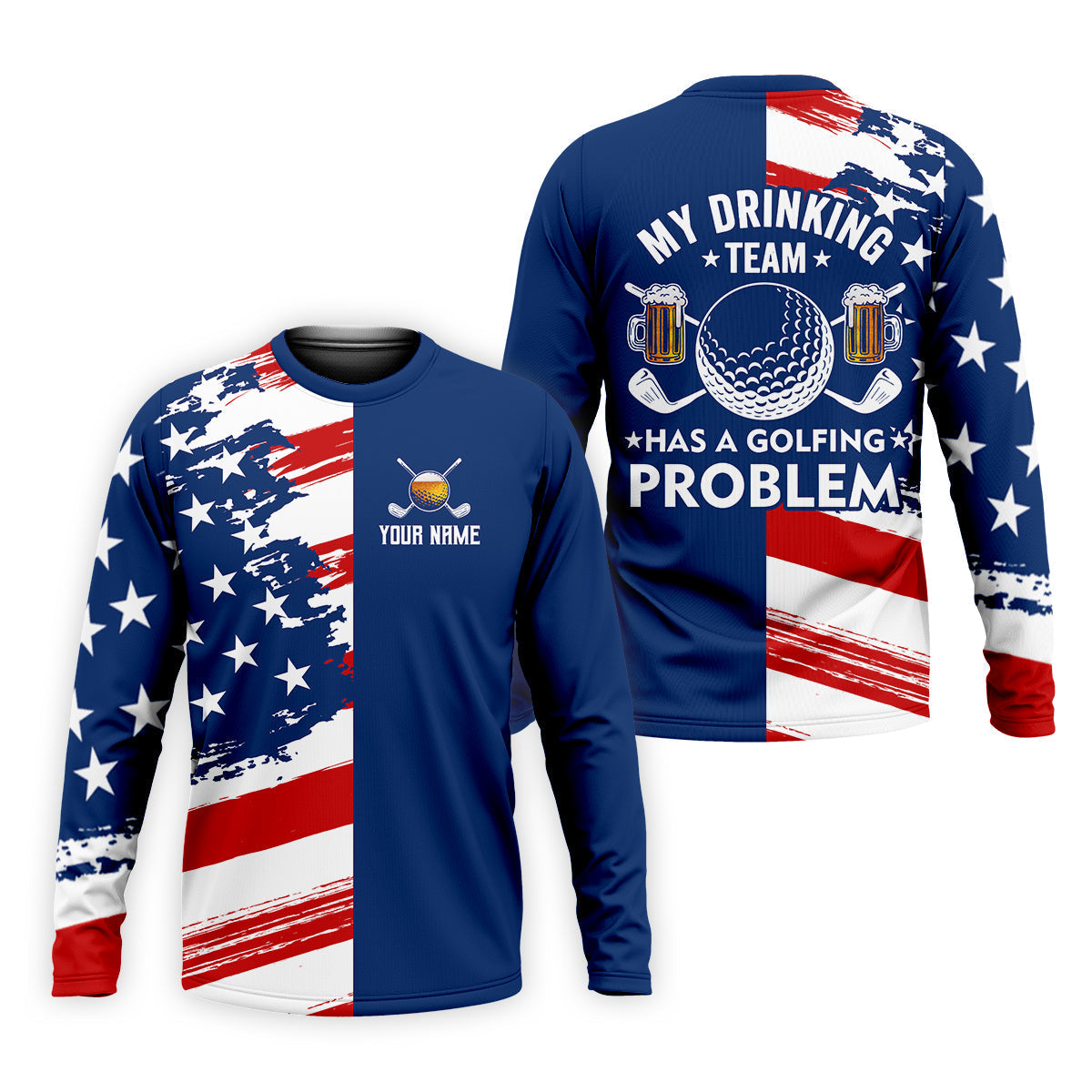 My Drinking Team Has A Golfing Problem Men's Golf Polo ShirtFunny Beer Golf Shirt, US 250 Anniversary Shirt