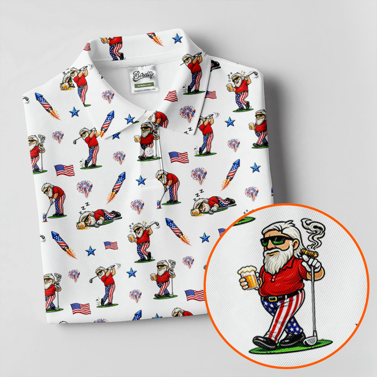4th Of July Funny Man Golf And Beer White Golf Shirt, Patriotic Golf Shirt, 250th Anniversary Women's Golf Tops