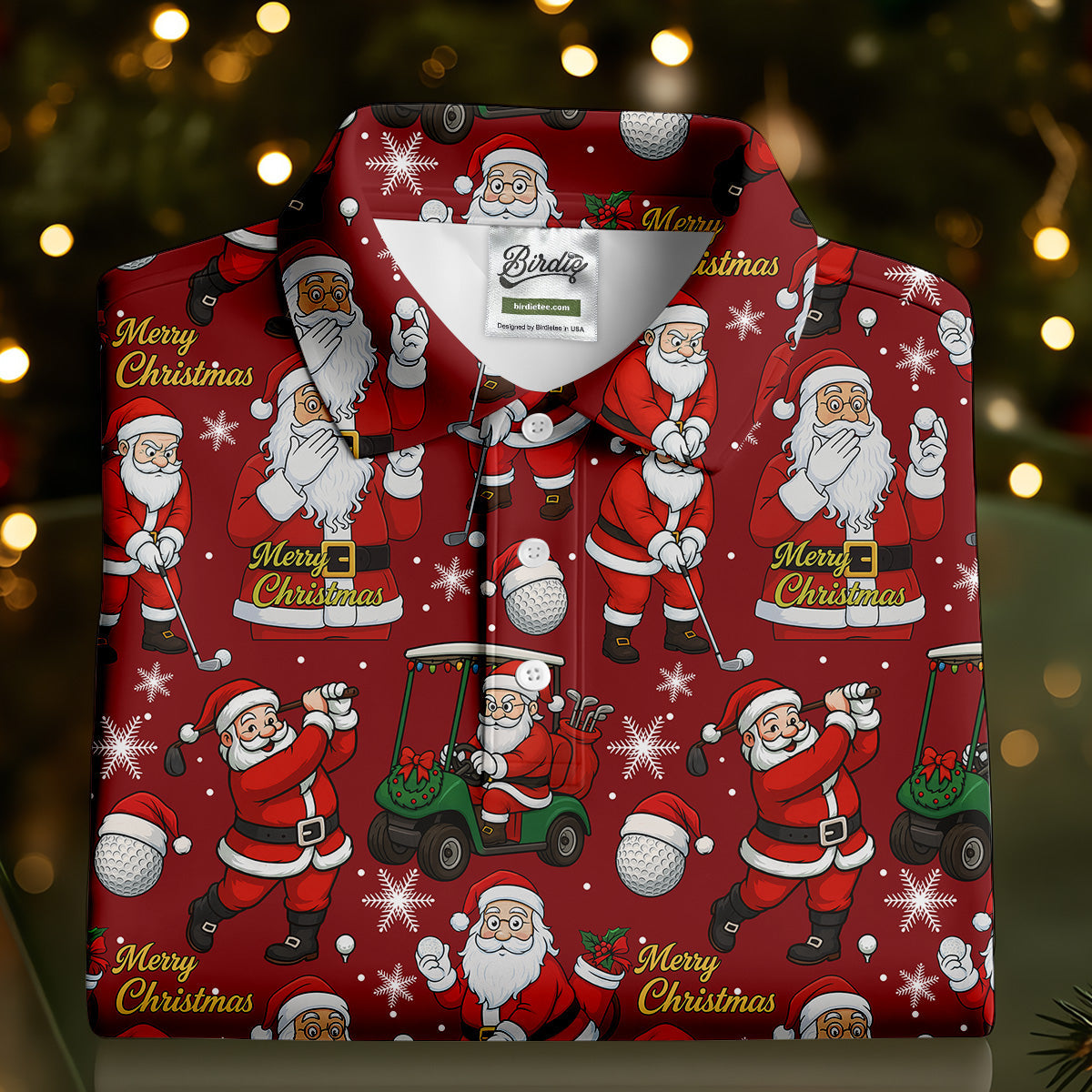 Funny Santa Golfing Christmas Polo Shirt Christmas Golf Shirt, Polo ShirtFor Men, Golf Gift For Men