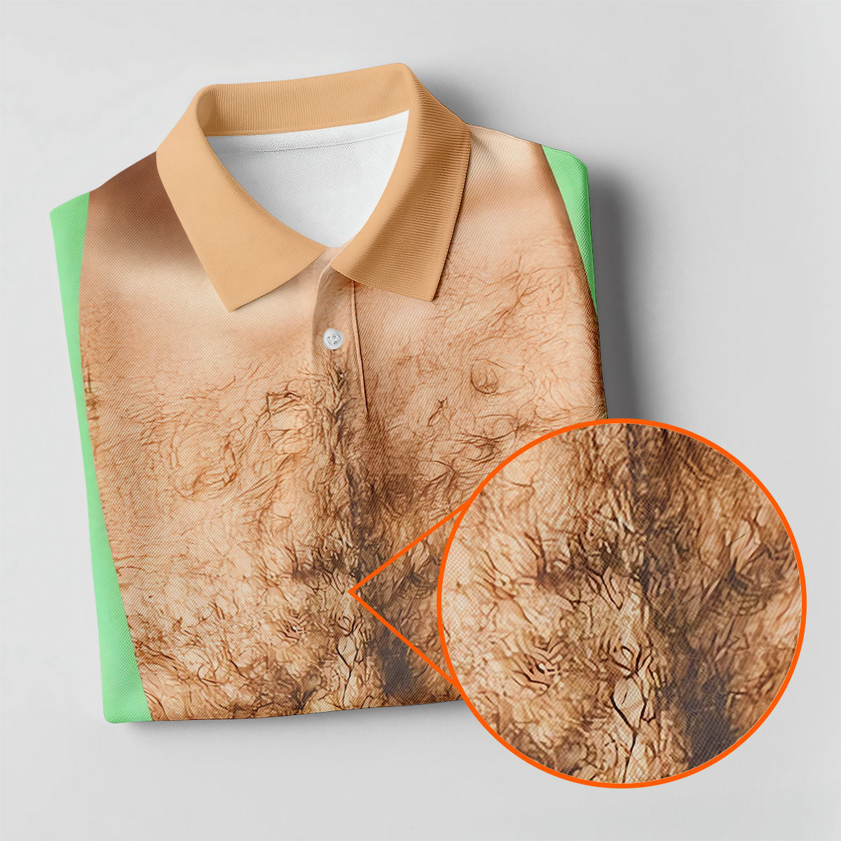 Funny Hairy Chest Illusion Golf Polo Shirt, Women's Golf Tops, Printed Golf Shirt