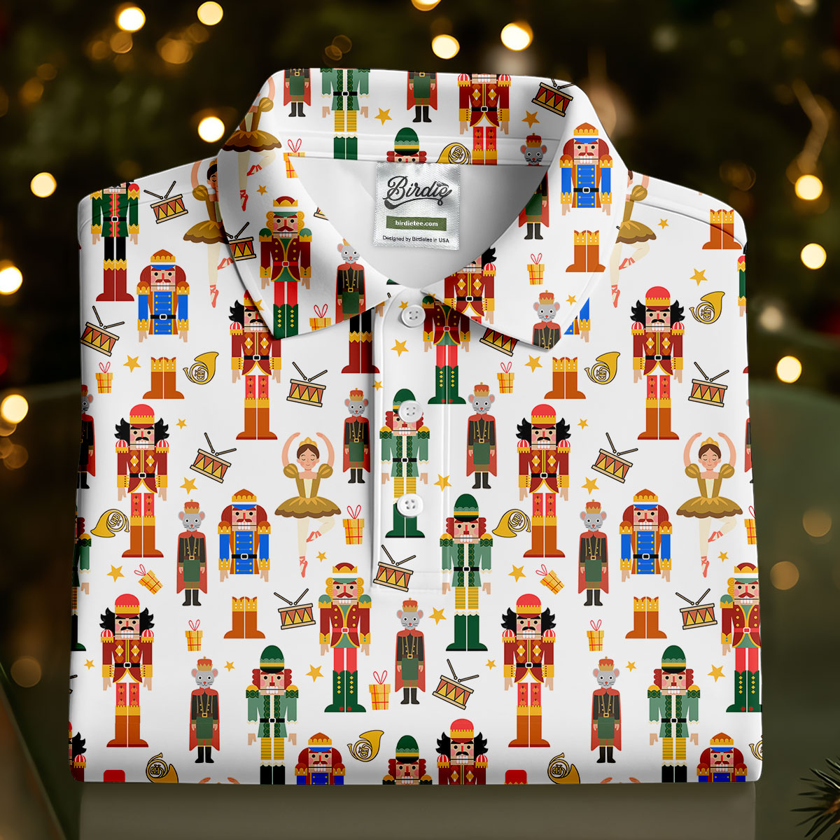 Nutcracker Christmas Golf Tops For Men, White Polo Shirt ??ns, Christmas Golf Shirt, Golfing Apparel