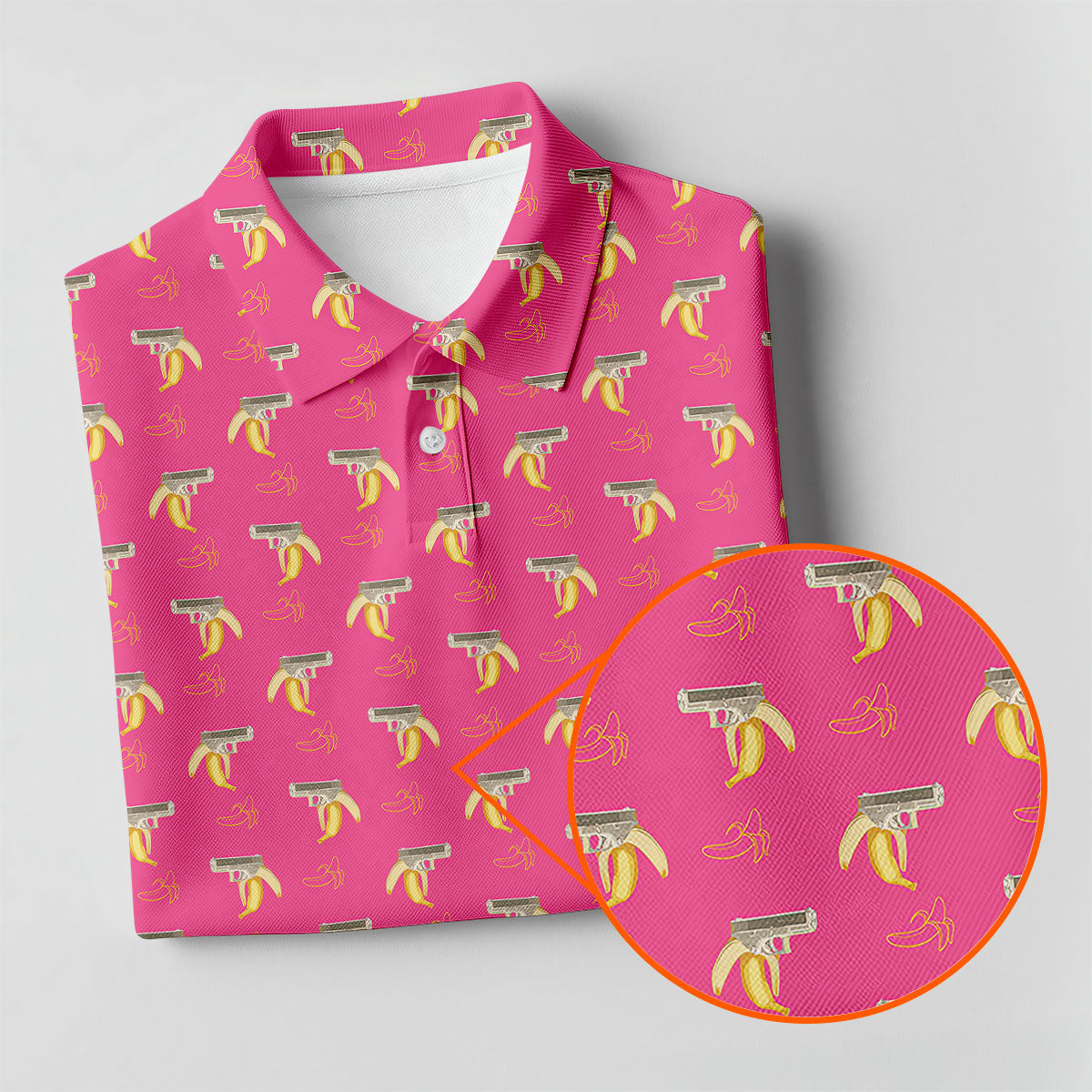 Funny Banana Hot Pink Golf Shirt, Golf Tops For Men, Golf Shirts For Men, Polo ShirtFor Men