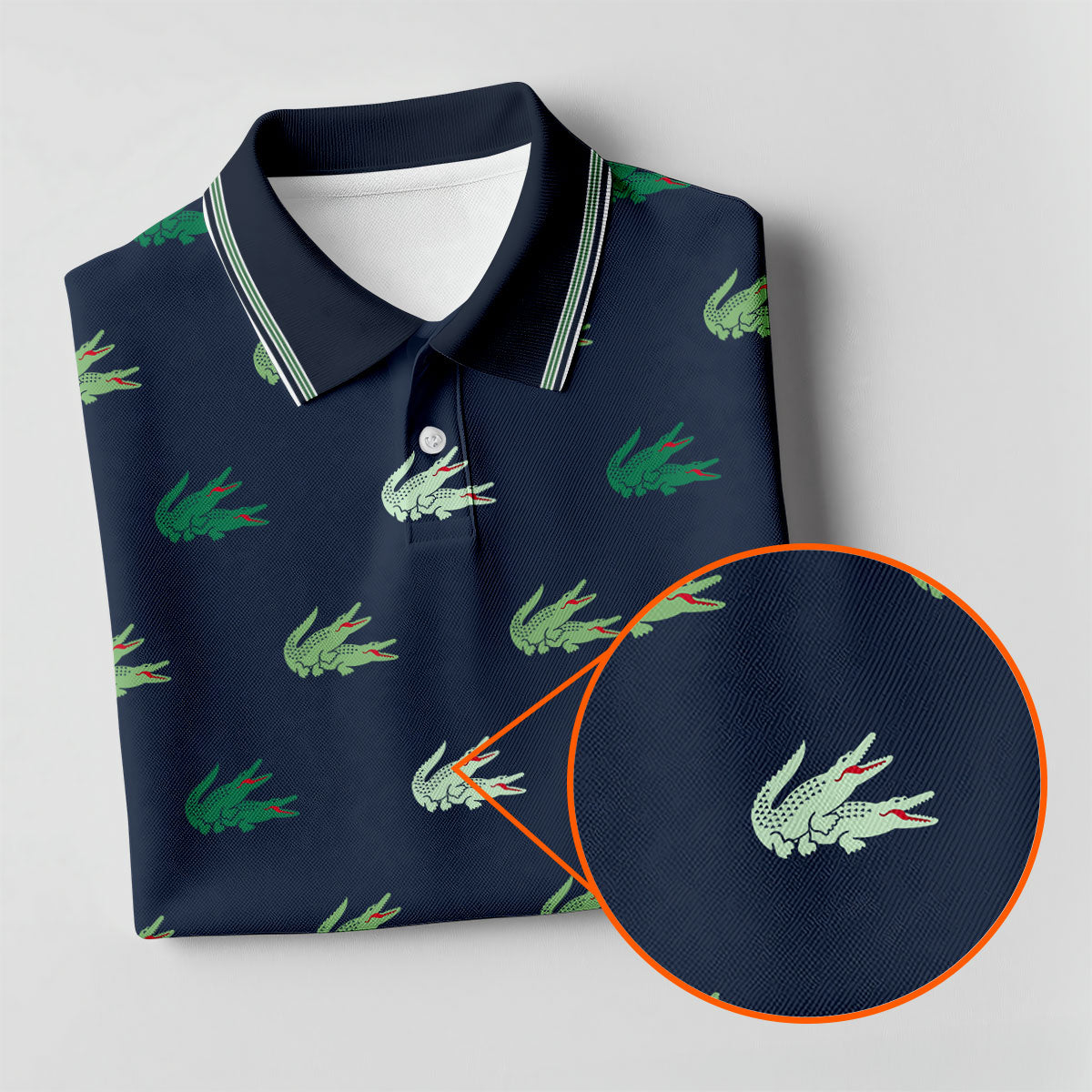 Navy Crocodile Pattern Golf Shirt, Mens Polo Shirt, Golf Shirts For Men, Performance Golf Shirt