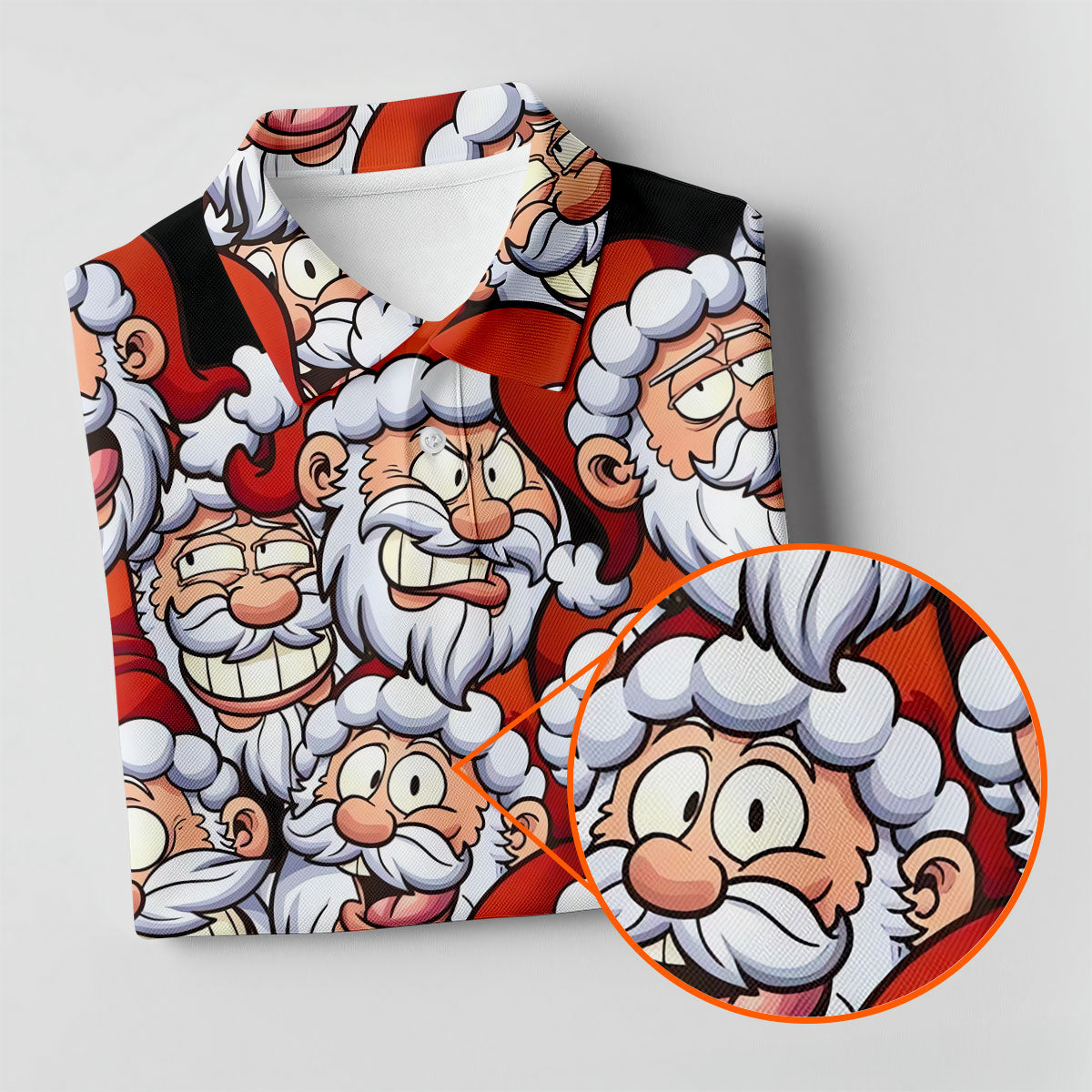 Santa Claus Face Fun Golf Shirts For Men, Christmas Golf Shirt, Polo ShirtFor Men, Golfing Apparel