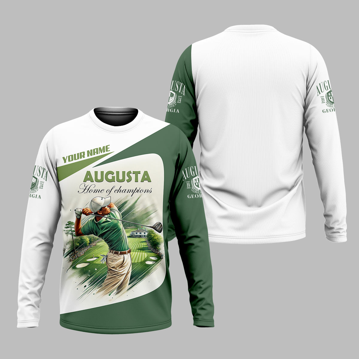 Custom Augusta Golfer Home Of Champions Men's Golf Polo ShirtMens Golf Gift, Mens Golf Shirt