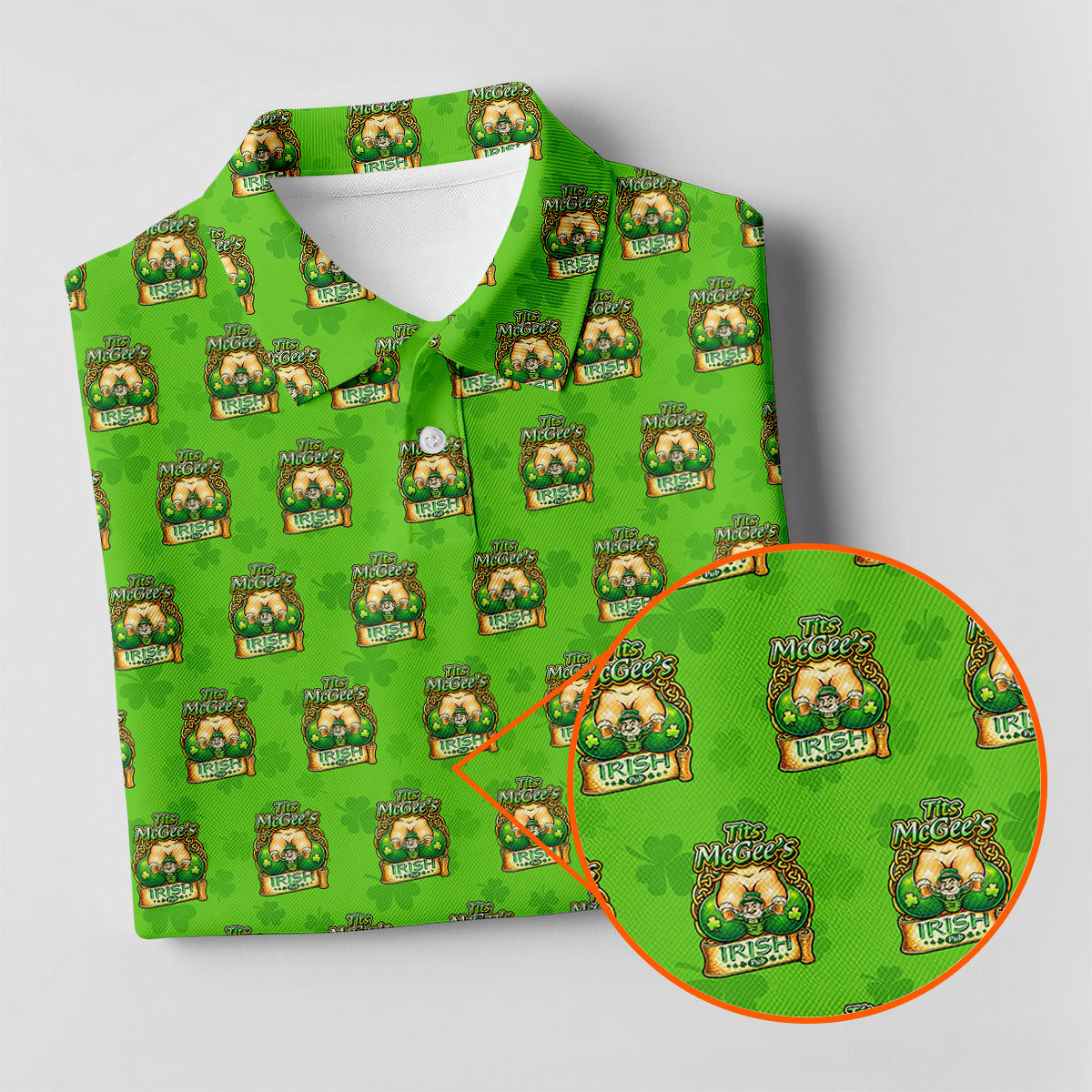 Green St Patrick's Day Funny Adult Shamrock Golf Shirt, Polo ShirtFor Men, Golf Shirts For Men