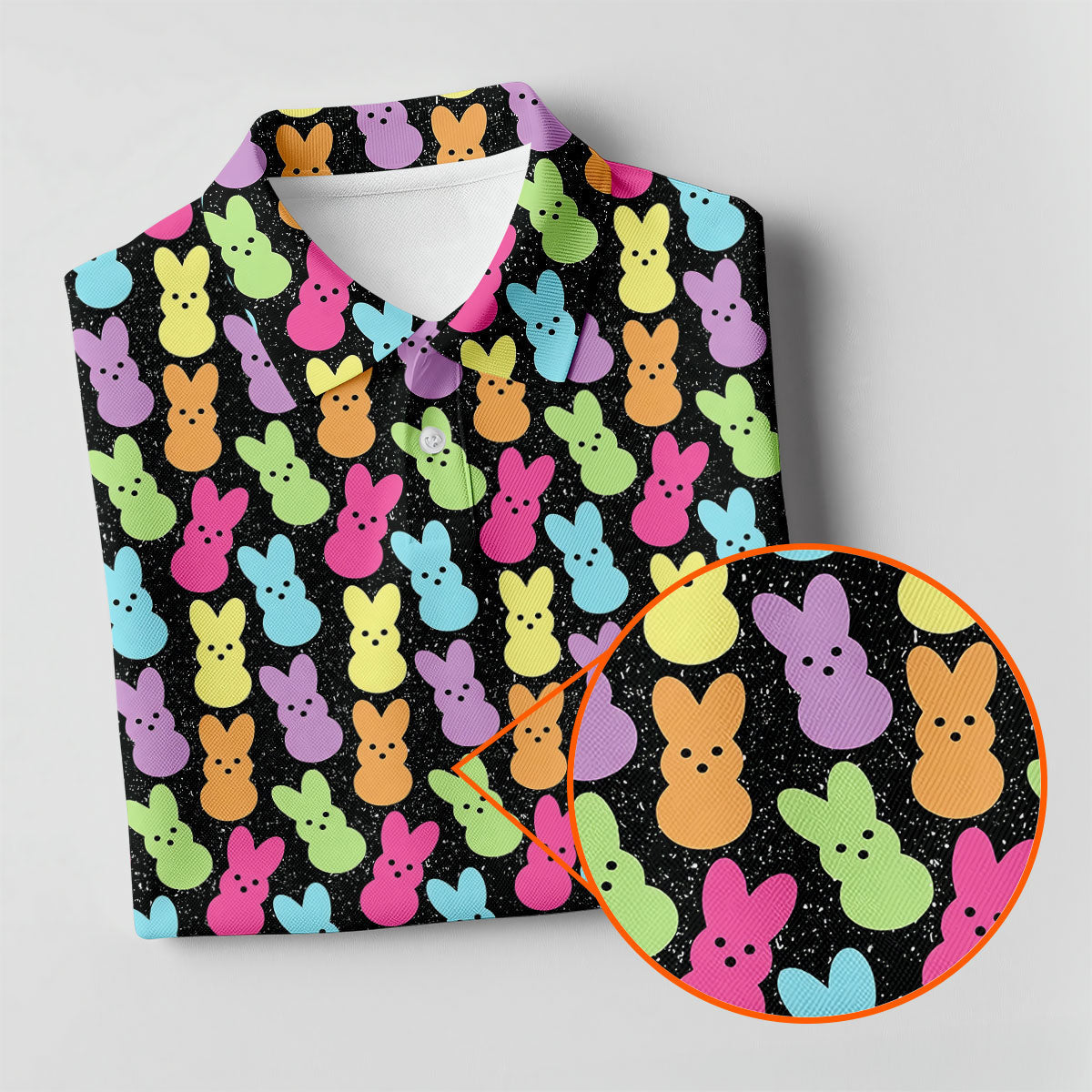 Colorful Easter Peeps Black Golf Shirt, Golf Shirts For Men, Cute Golf Outfit, Polo ShirtFor Men