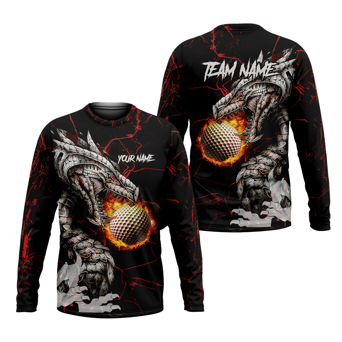 Flaming Dragon Custom Golf Polo ShirtDad Golf Gift, Golf Lover Gifts