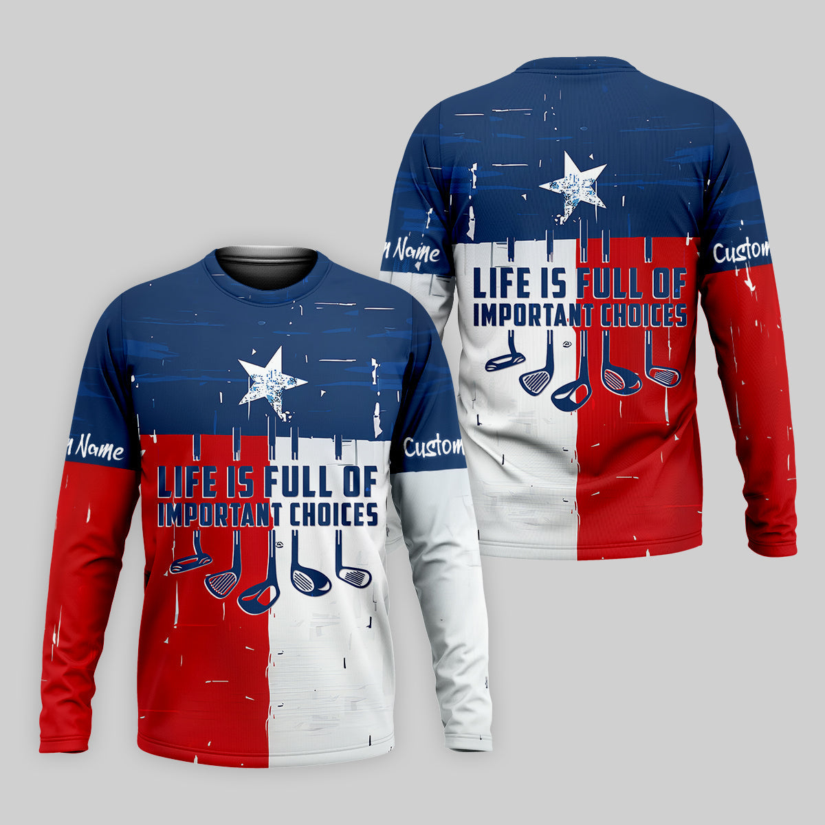 Life Is Full Of Important Choices Texas Custom Men's Golf Polo ShirtFunny Golf Shirt, Dad Golf Gift
