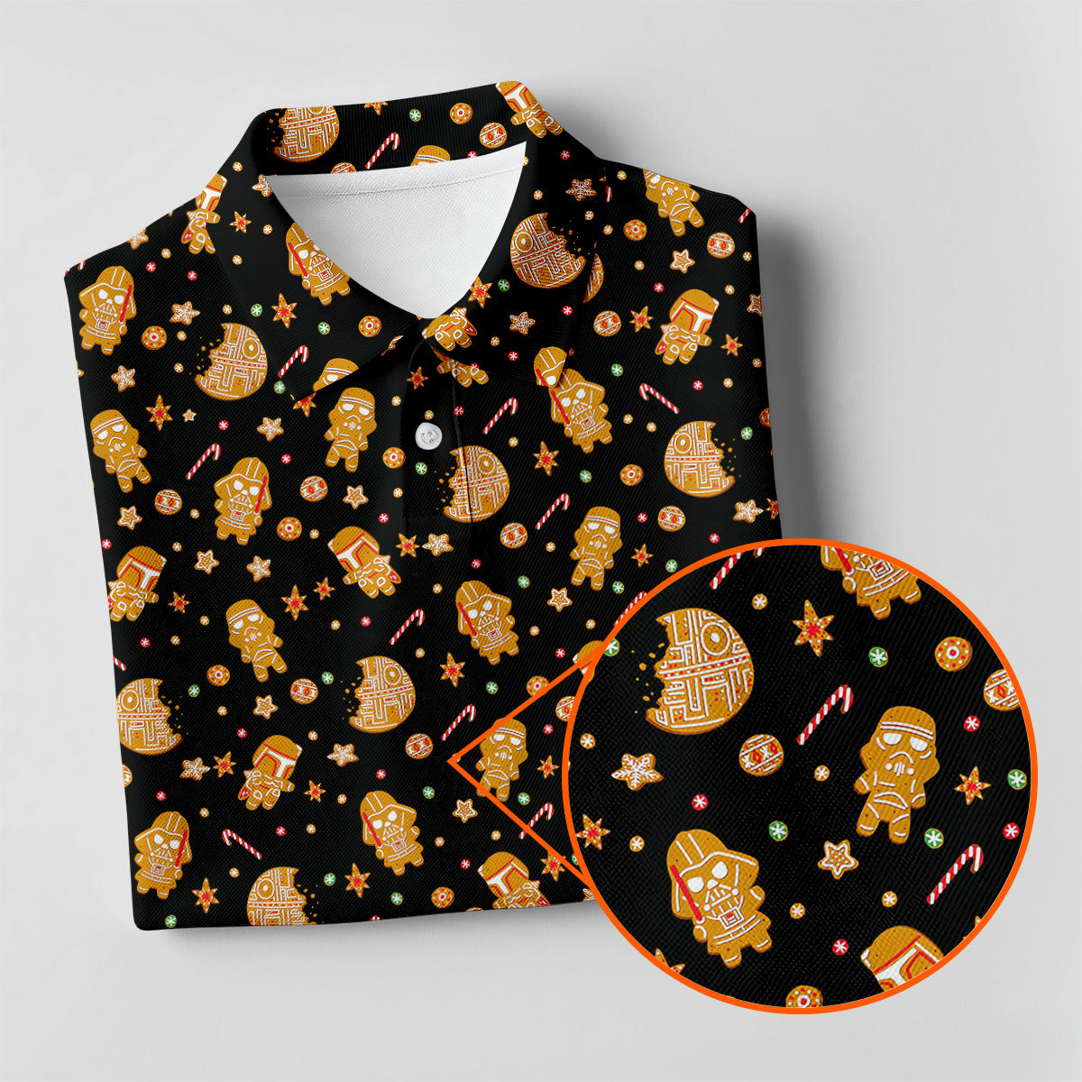 Funny Gingerbread Galaxy Character Golf Tops For Men, Christmas Golf Shirt, Polo ShirtFor Men