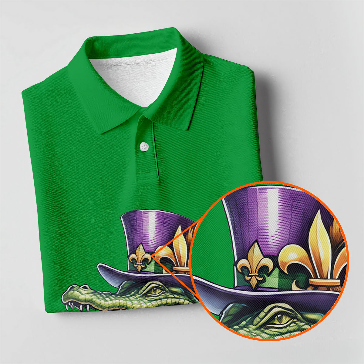 Mardi Gras Alligator Playing Saxophone Green Golf Shirt, Golf Shirts For Men, Polo ShirtFor Men