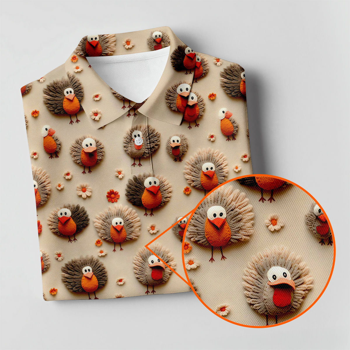 Little Turkey Thanksgiving Golf Tops For Men, Fun Golf Shirts For Men, Polo ShirtFor Men, Golf Gift For Men
