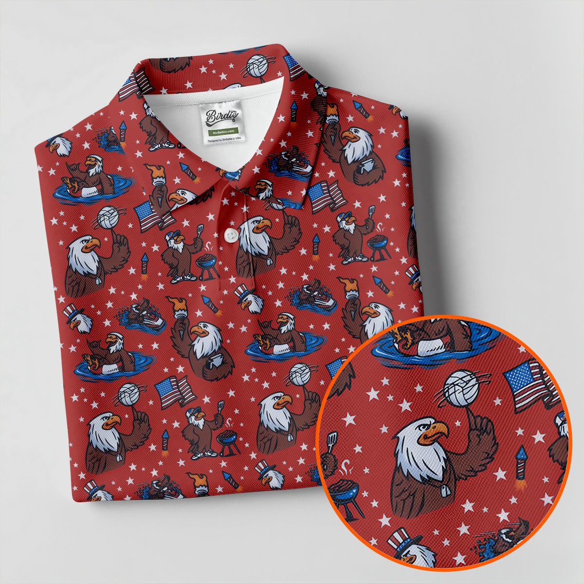 Patriotic Bald Eagle Golf Shirts For Men, 250th Anniversary 4th Of July Golf Shirt, Golf Gift For Men
