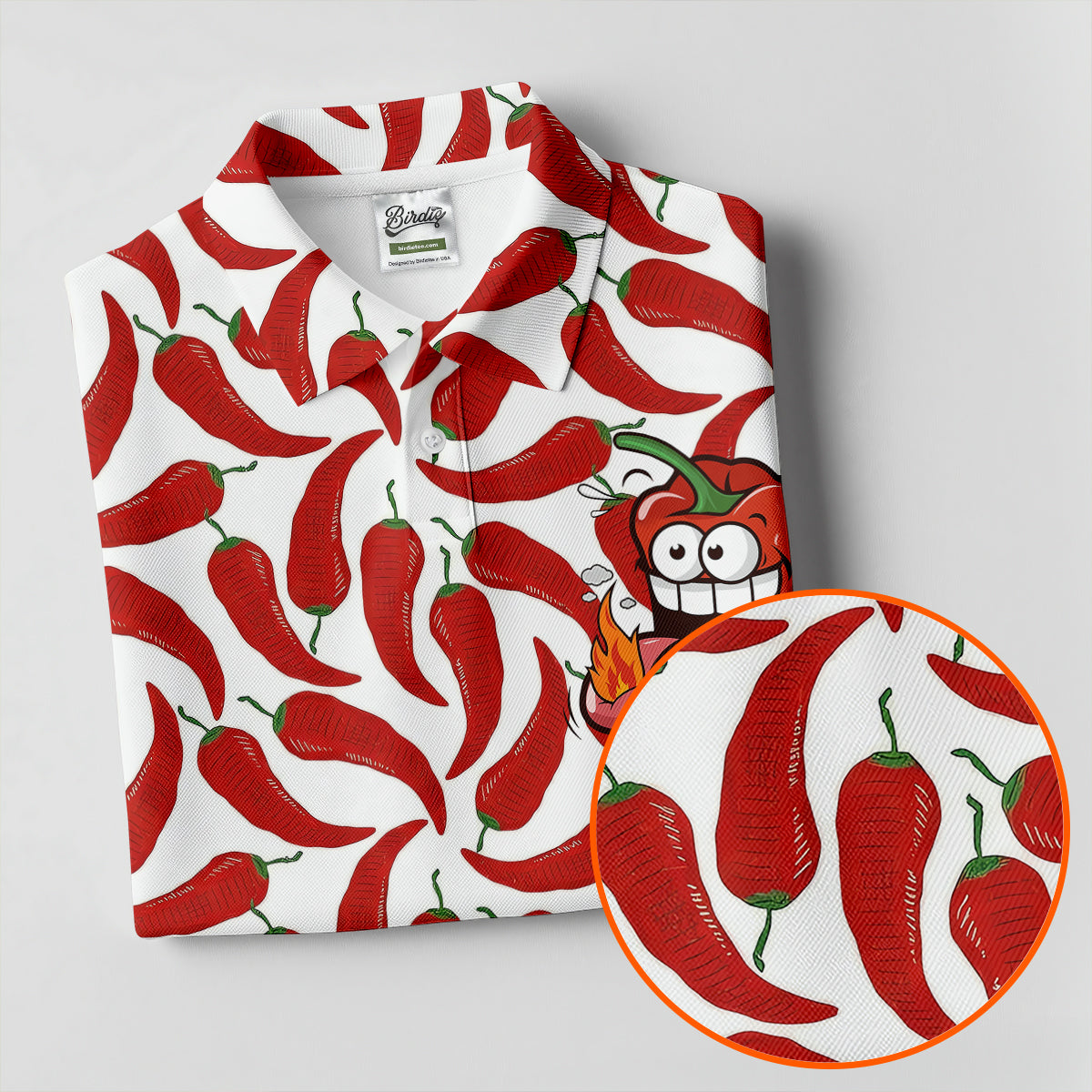 Spicy Hot Pepper Cinco De Mayo Celebration Fiesta Themed Golf Tops For Men, Golf Shirts For Men