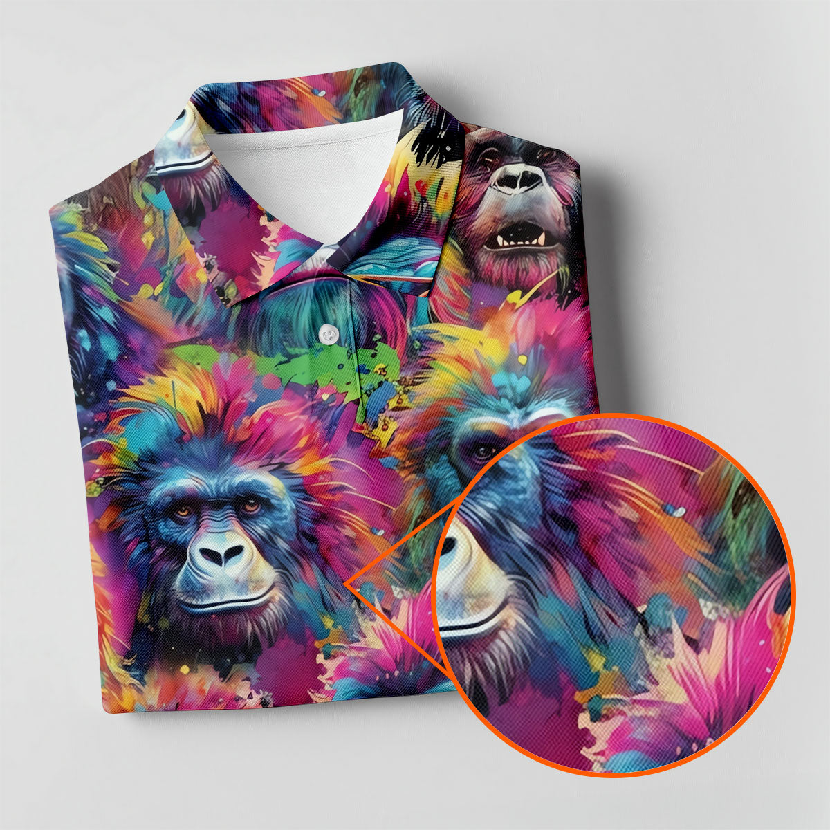Street Art Style Cool Gorilla Hawaiian Golf Shirt, Tropical Theme Golf Shirt For Women