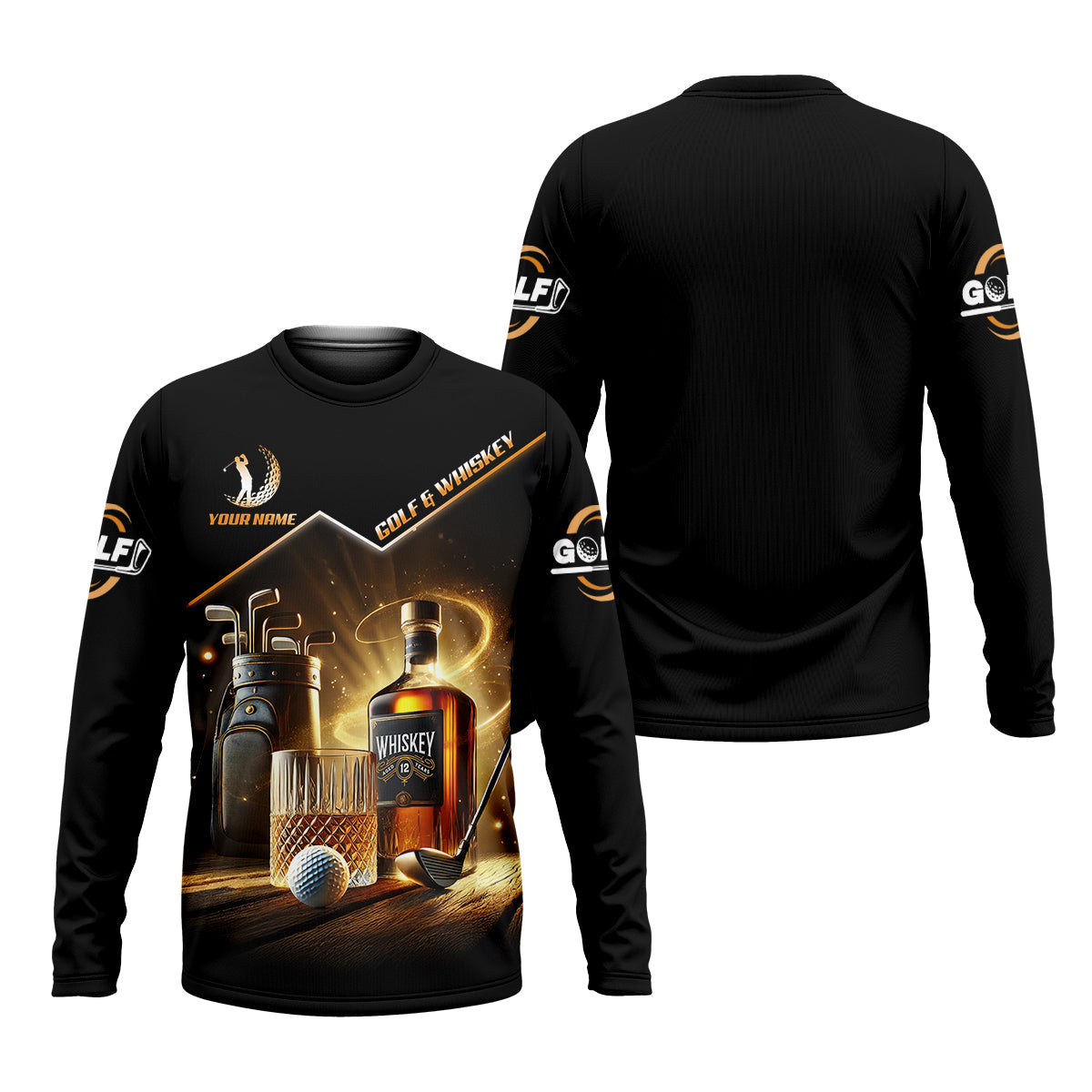 Golf And Whiskey Custom Men's Golf Polo ShirtWhiskey Golf Shirt, Gift For Golfers