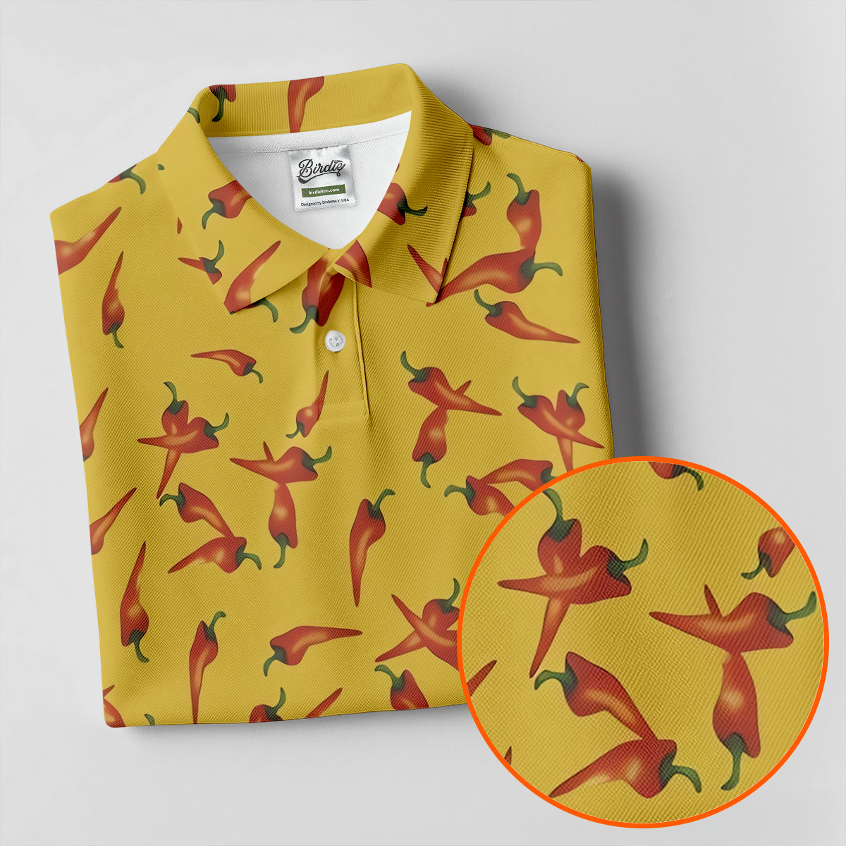 Red Chilli Yellow Hawaiian Golf Shirt, Summer Vibe Golf Shirts For Men, Polo Shirtor Men