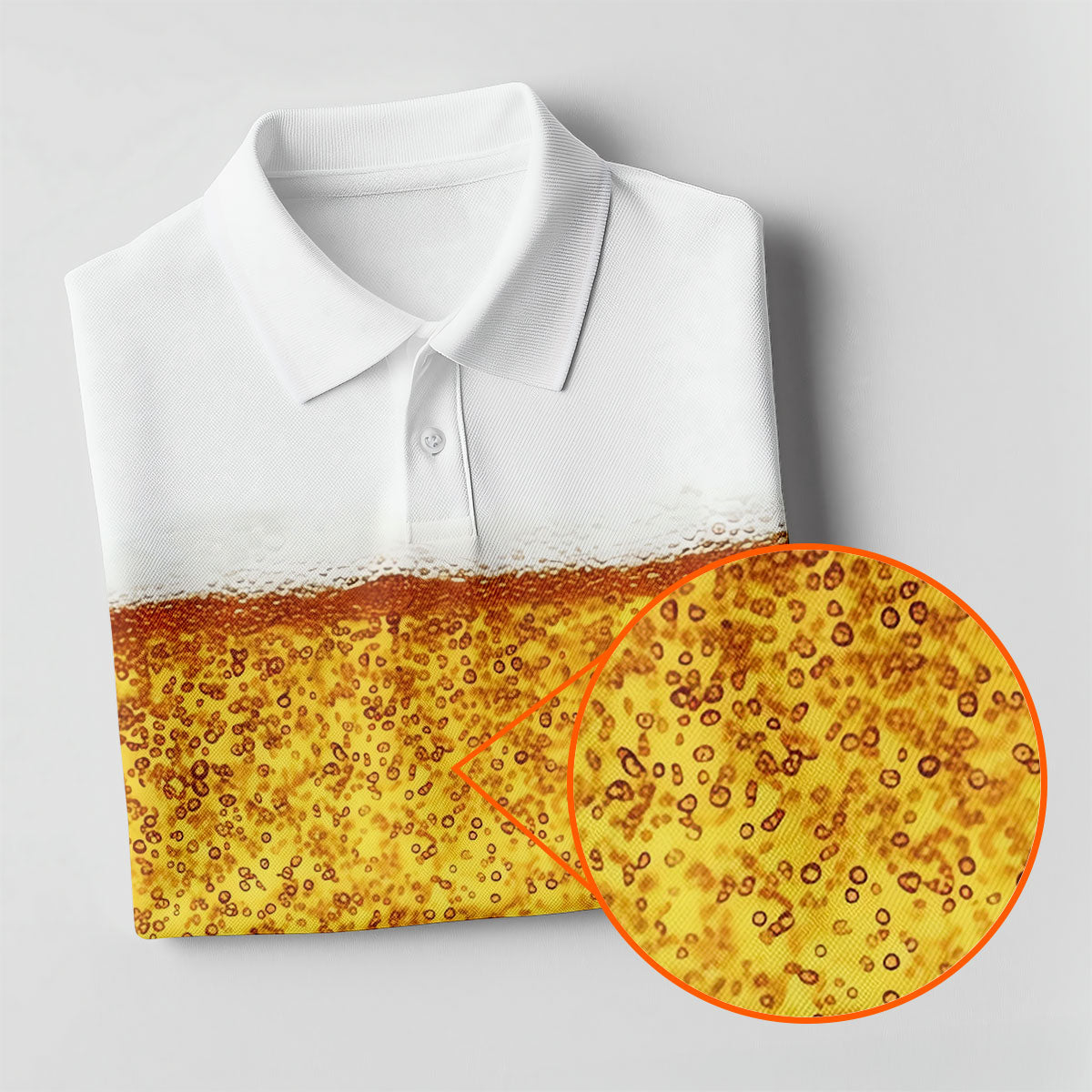 Bubbly Beer Foam Faux Abs Sleeveless Crop Golf Shirt, Printed Golf Shirts, Mens Golf Apparel