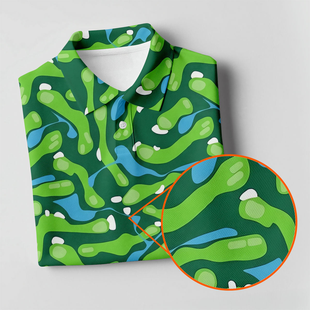Golf Course Layout Golf Shirt, Fairway Water Hazard Pattern, Golf Shirt For Men