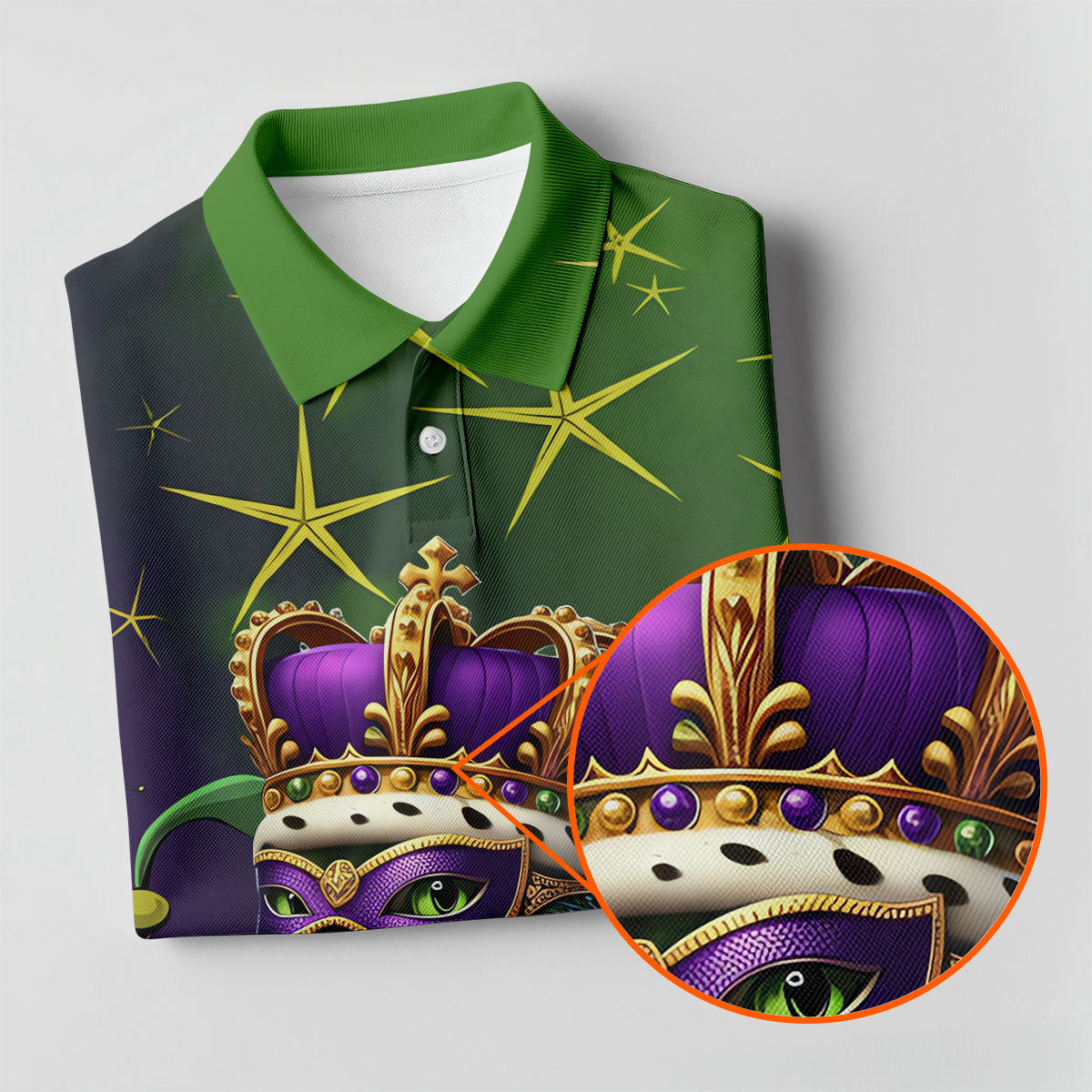 Mardi Gras Aligator Crown Mask Purple Green Gold Golf Tops For Men, Polo ShirtFor Men, Golf Shirts For Men