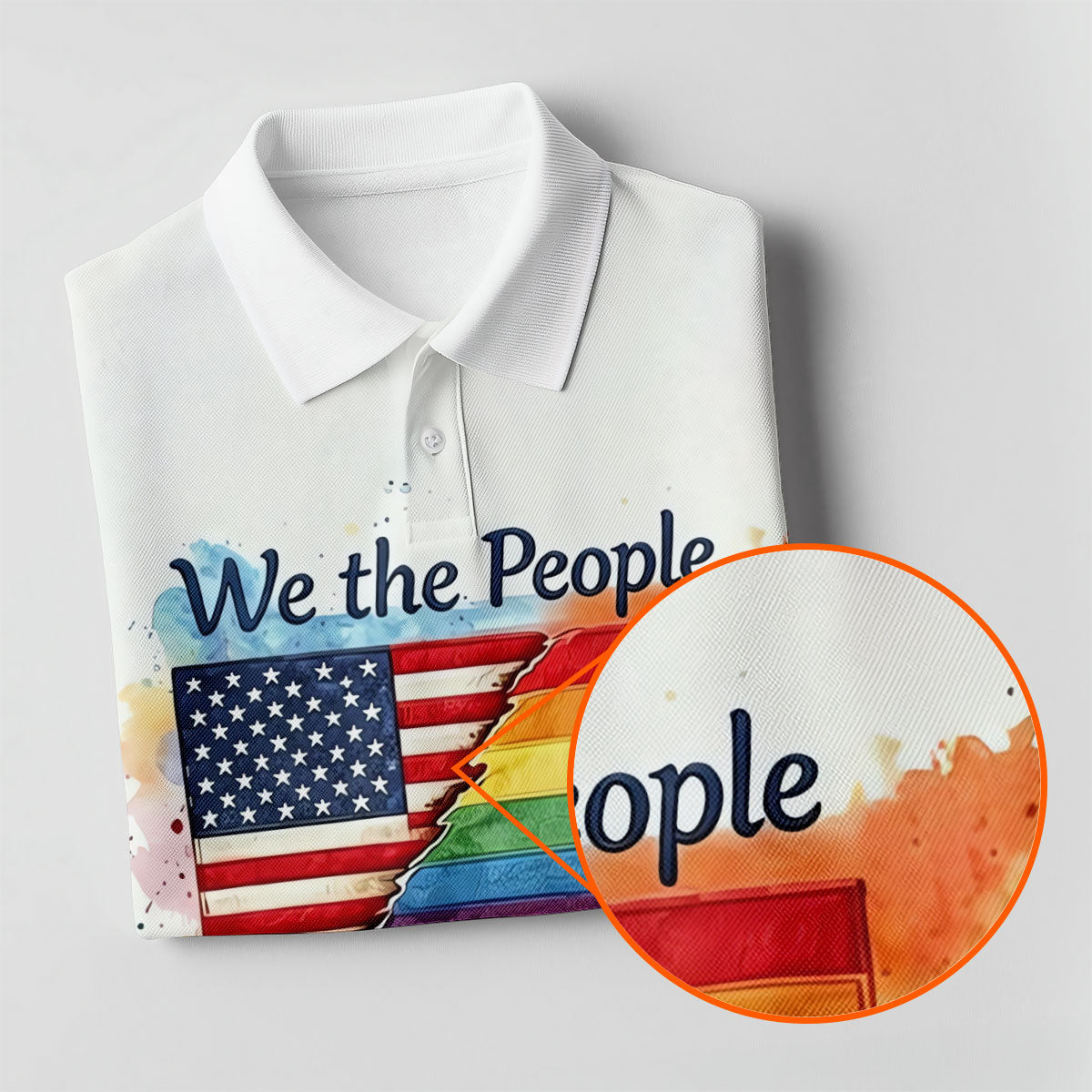 We The People Means Everyone Water Color Print Golf Shirt, LGBTQ Month Polo Shirt Men