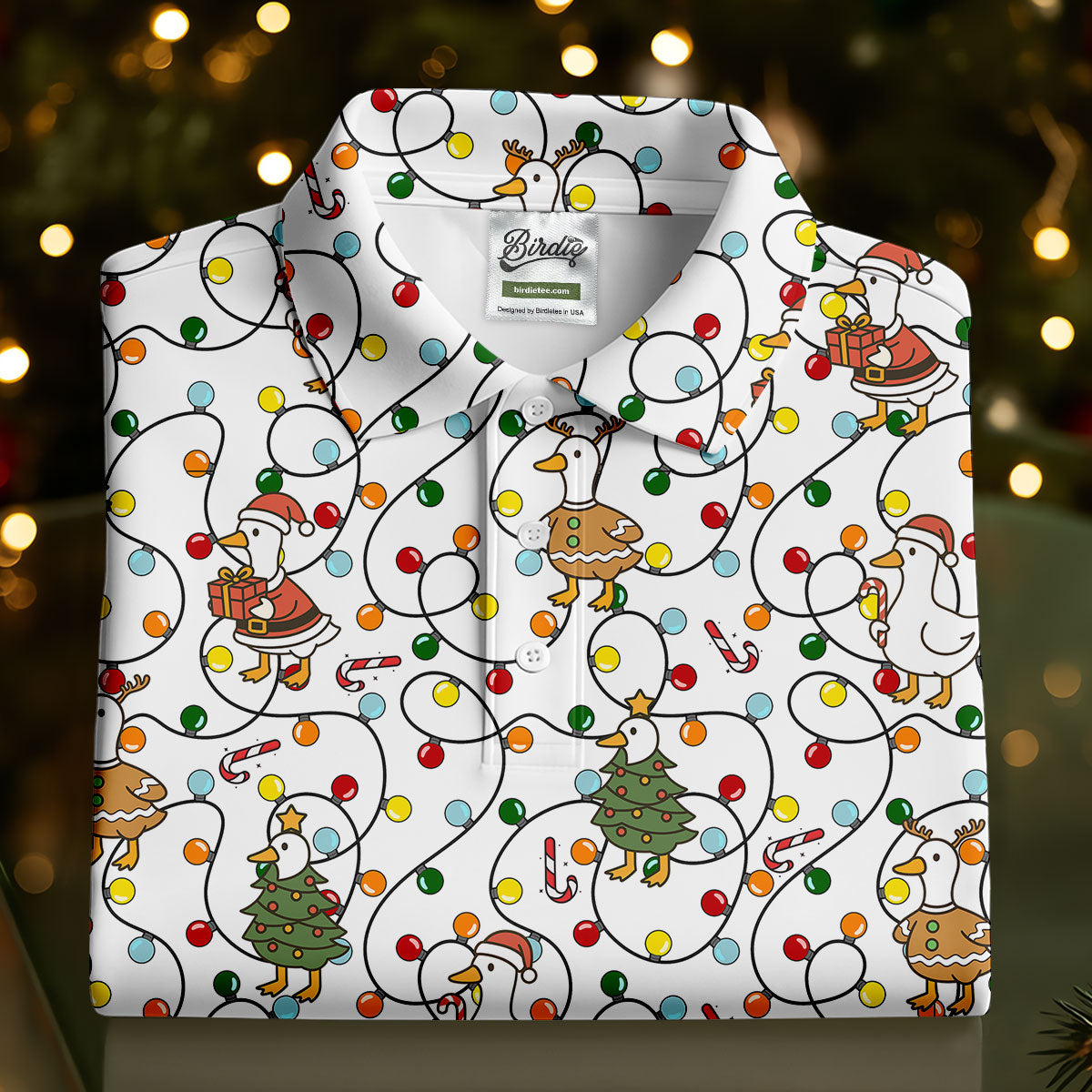Funny Duck Merry Xmas White Golf Shirts, Gifts For Golf Lovers, Polo ShirtFor Men, Golfing Apparel