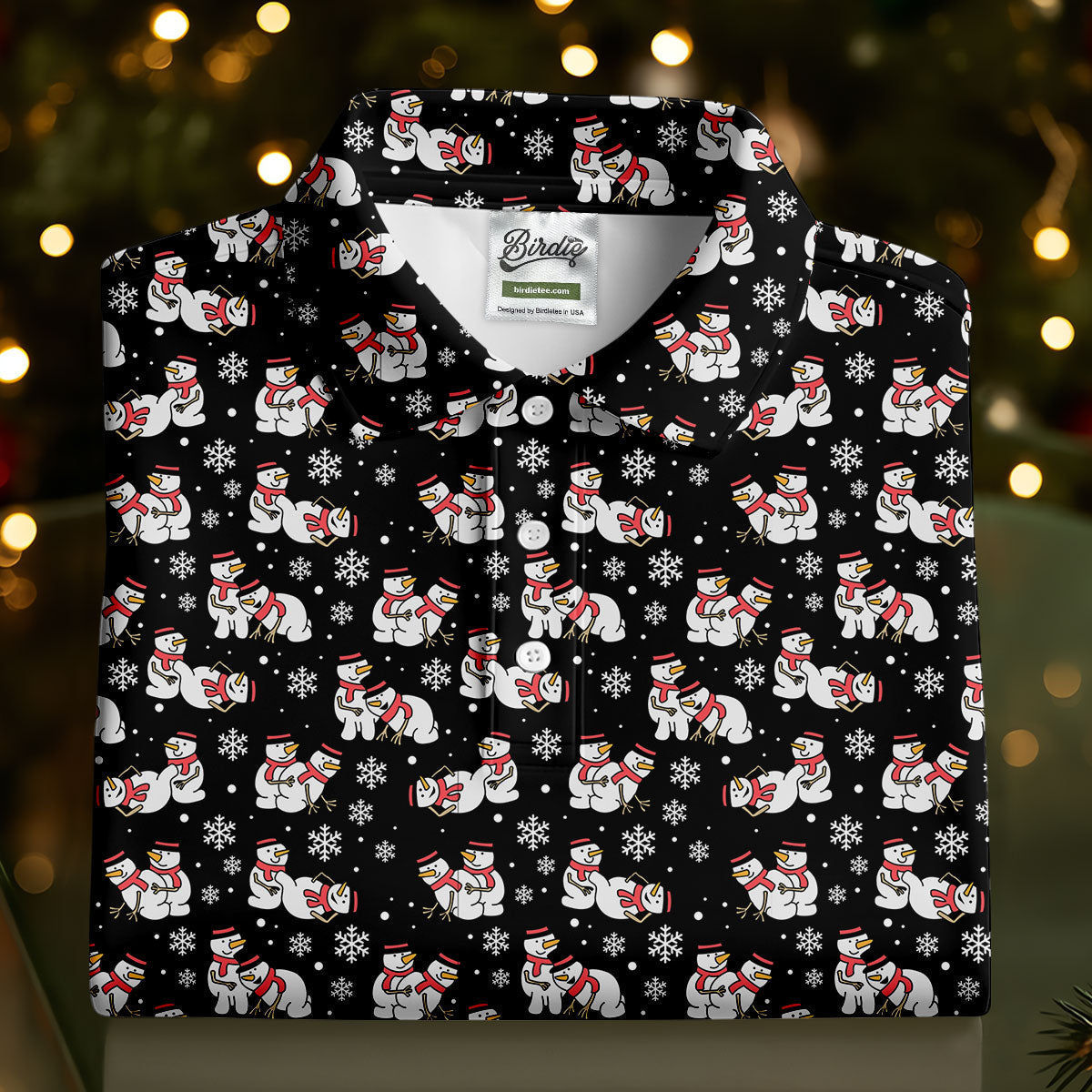 Naughty Snowman Black Golf Shirt, Christmas Golf Shirt, Fun Golf Shirts For Men, Polo ShirtFor Men
