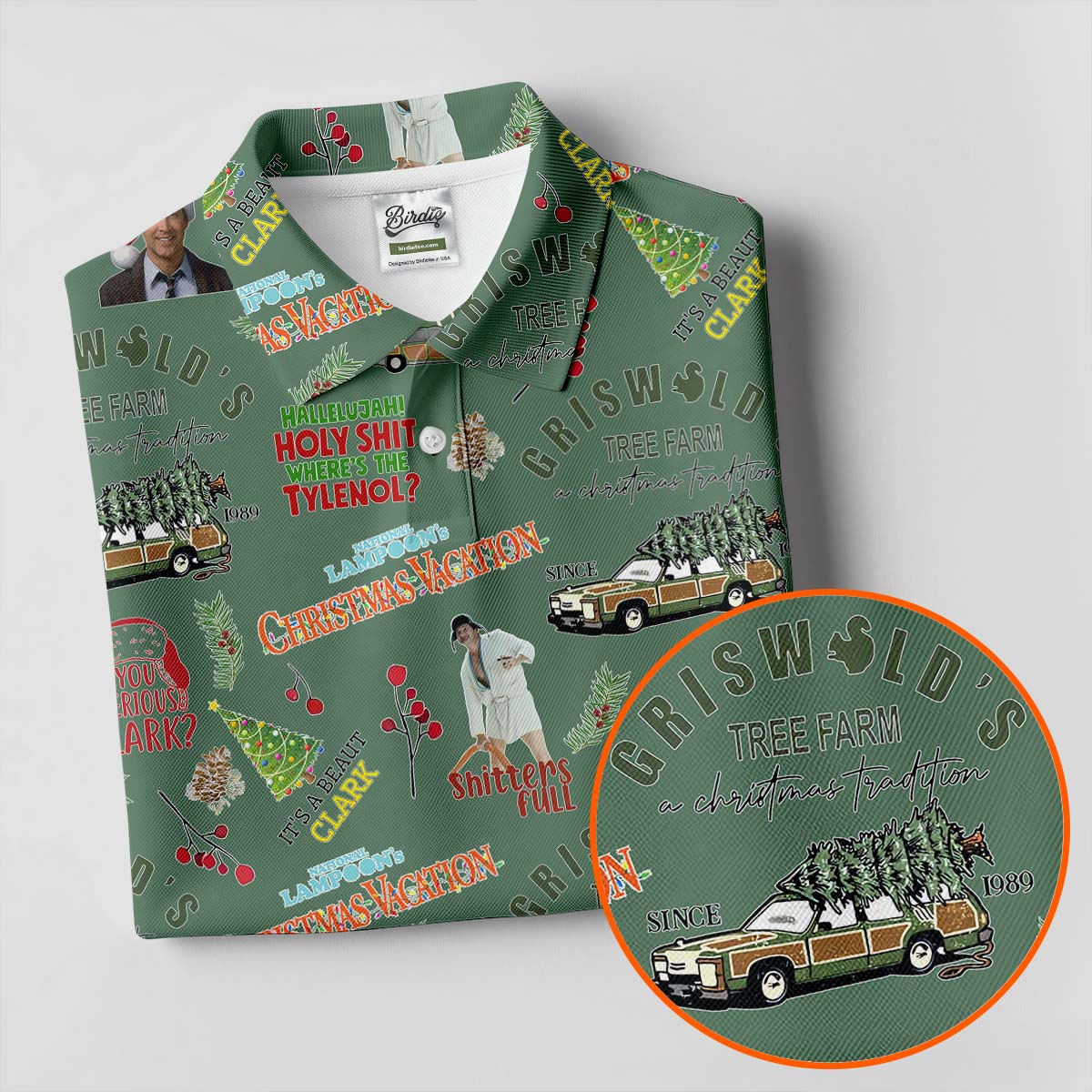 Tree Farm Moss Green Christmas Golf Shirt, Fun Women's Golf Shirts, Ladies Golf Polos