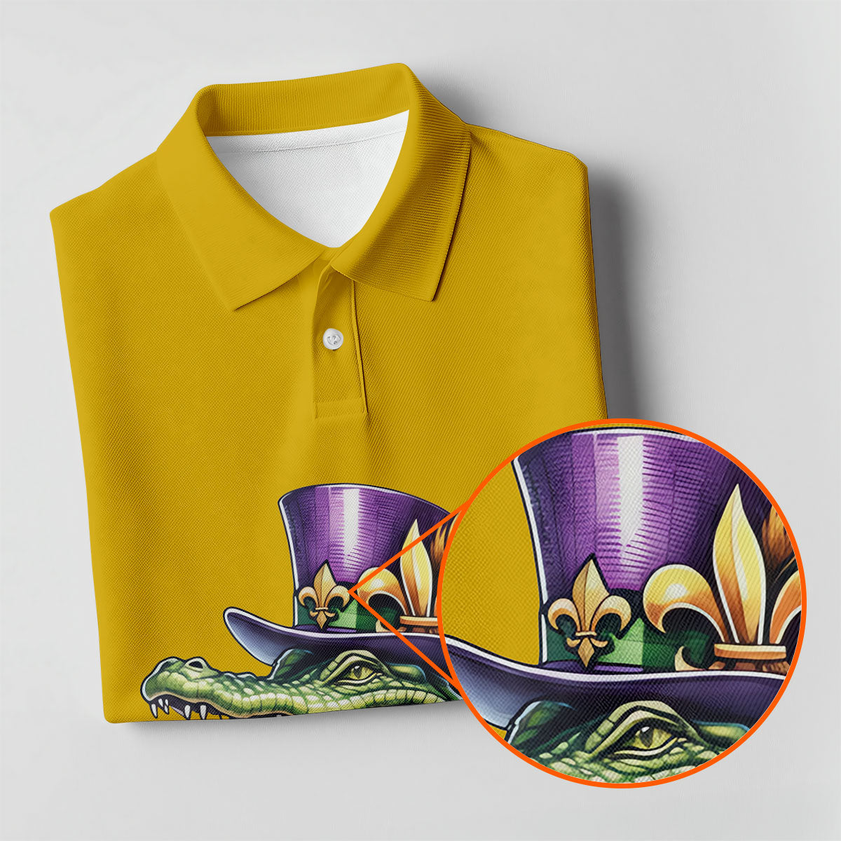 Mardi Gras Alligator Playing Saxophone Yellow Golf Shirt, Women's Golf Tops, Ladies Golf Shirt
