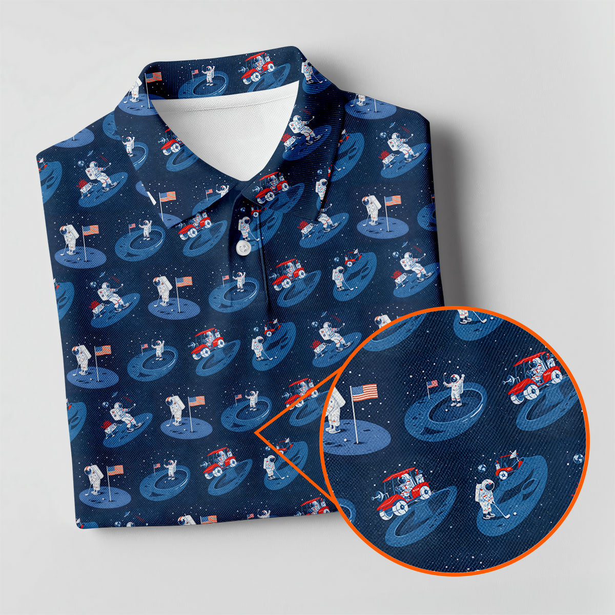 One Small Putt For Man Astronaut Golf US Flag Women's Golf Tops, Ladies Golf Shirt