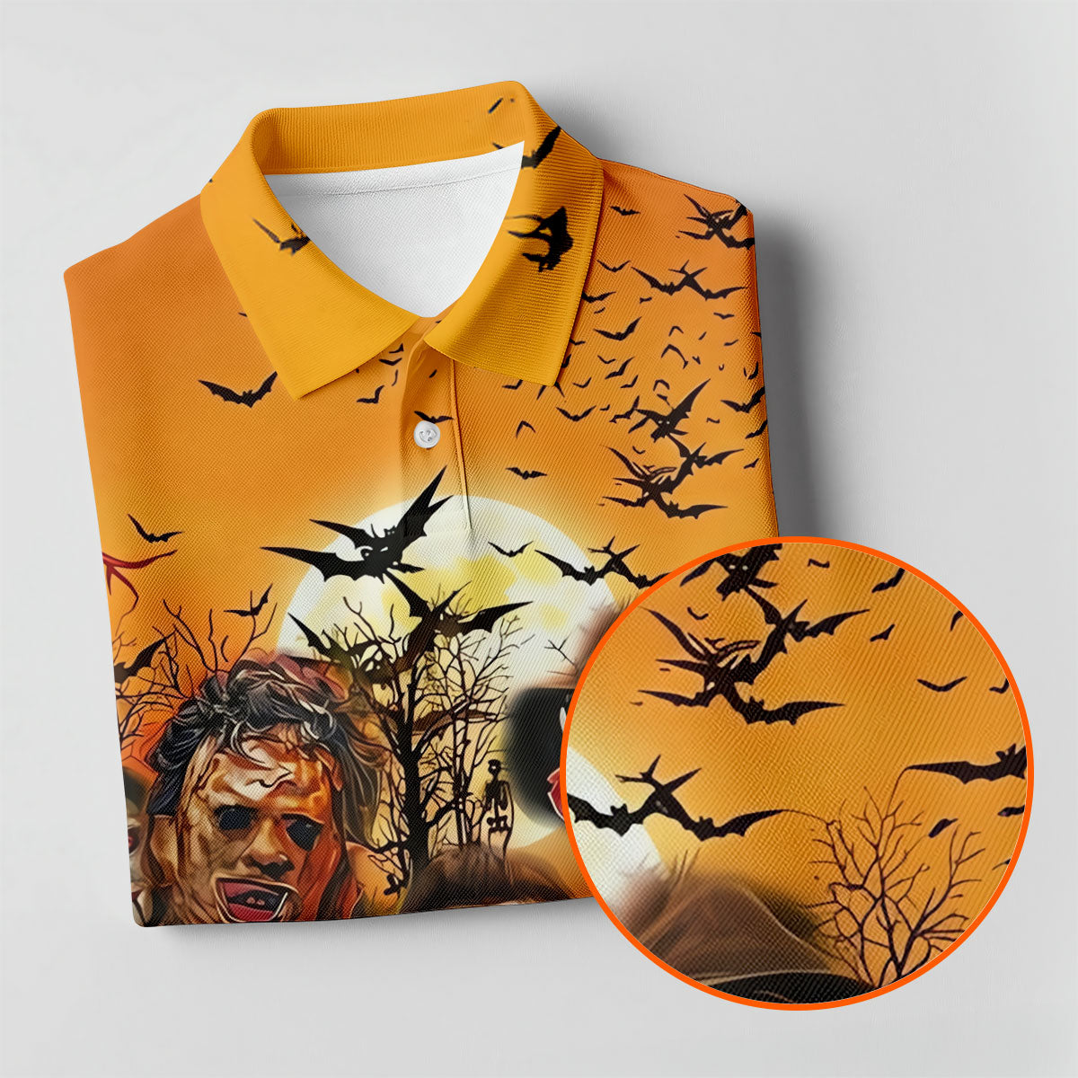 Halloween Horror Character Sunset Hawaiian Golf Shirt, Women's Golf Tops, Printed Golf Shirt