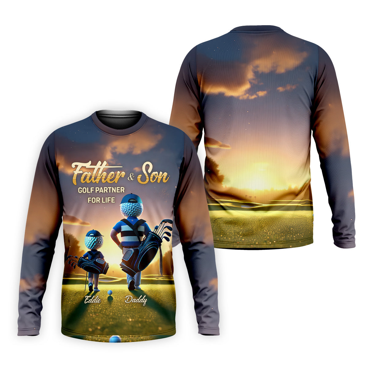 Father And Son Golf Partner For Life Custom Men's Golf Polo ShirtDad Golf Gift, Christmas Golf Gift