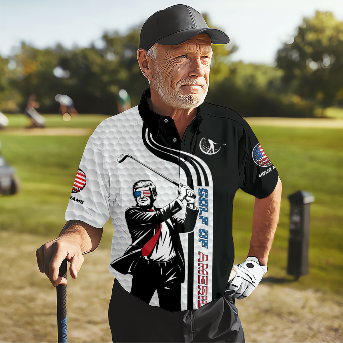 Golf Of America Mens Patriotic Golf Shirts, Mens Golf Gift, Mens Golf Polo Shirt Golf Shirts For Men