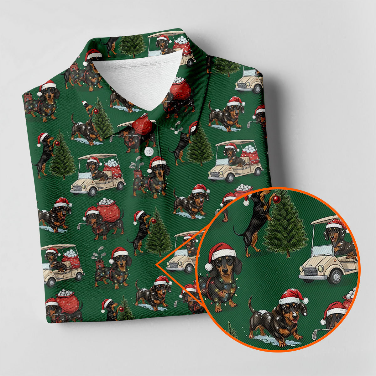 Dachshund Christmas Green Golf Shirt, Christmas Golf Shirt, Women's Golf Tops, Cute Golf Outfit