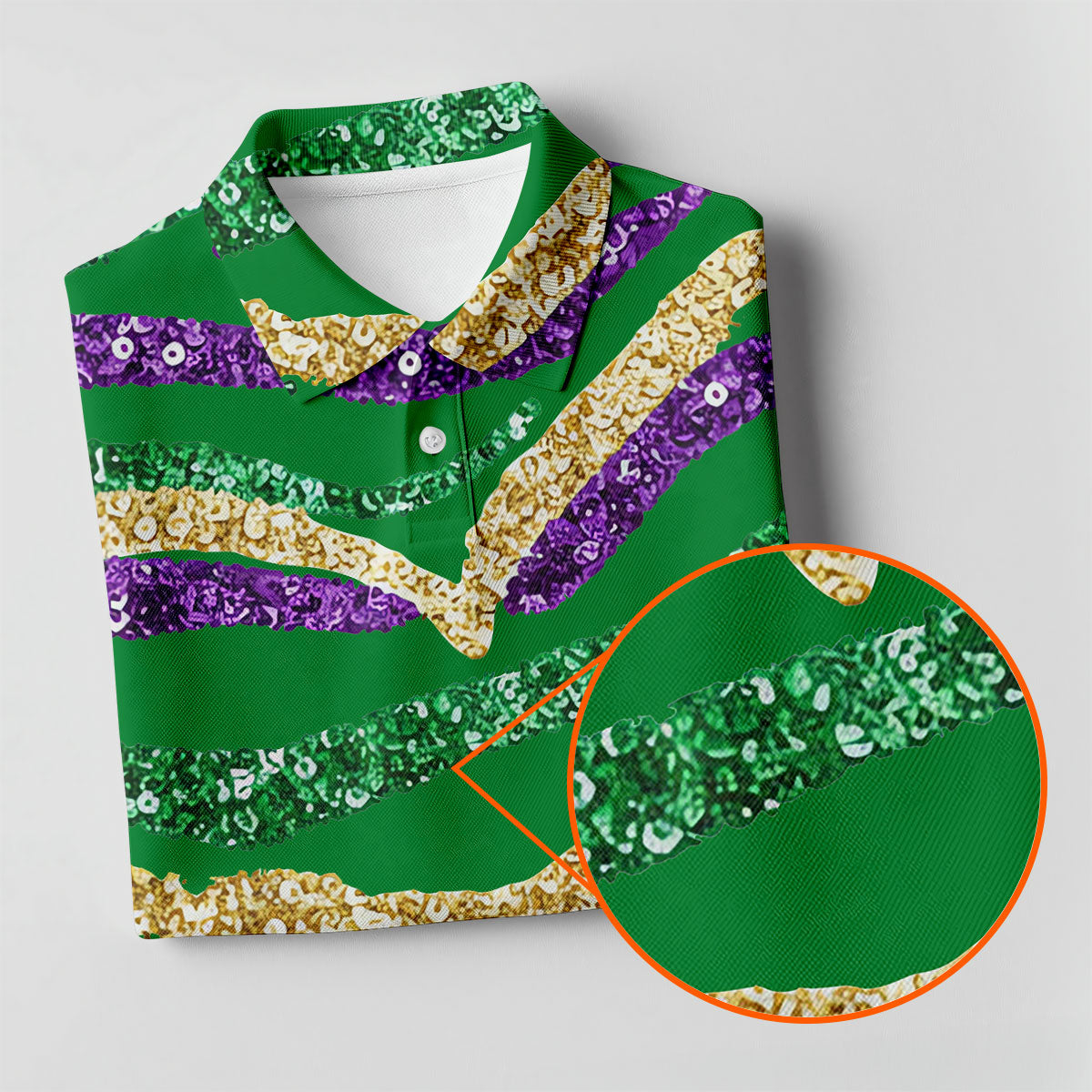 Purple Green Gold Sequin Pattern Green Golf Shirt, Mardi Gras Golf Shirt, Women's Golf Tops, Ladies Golf Shirts