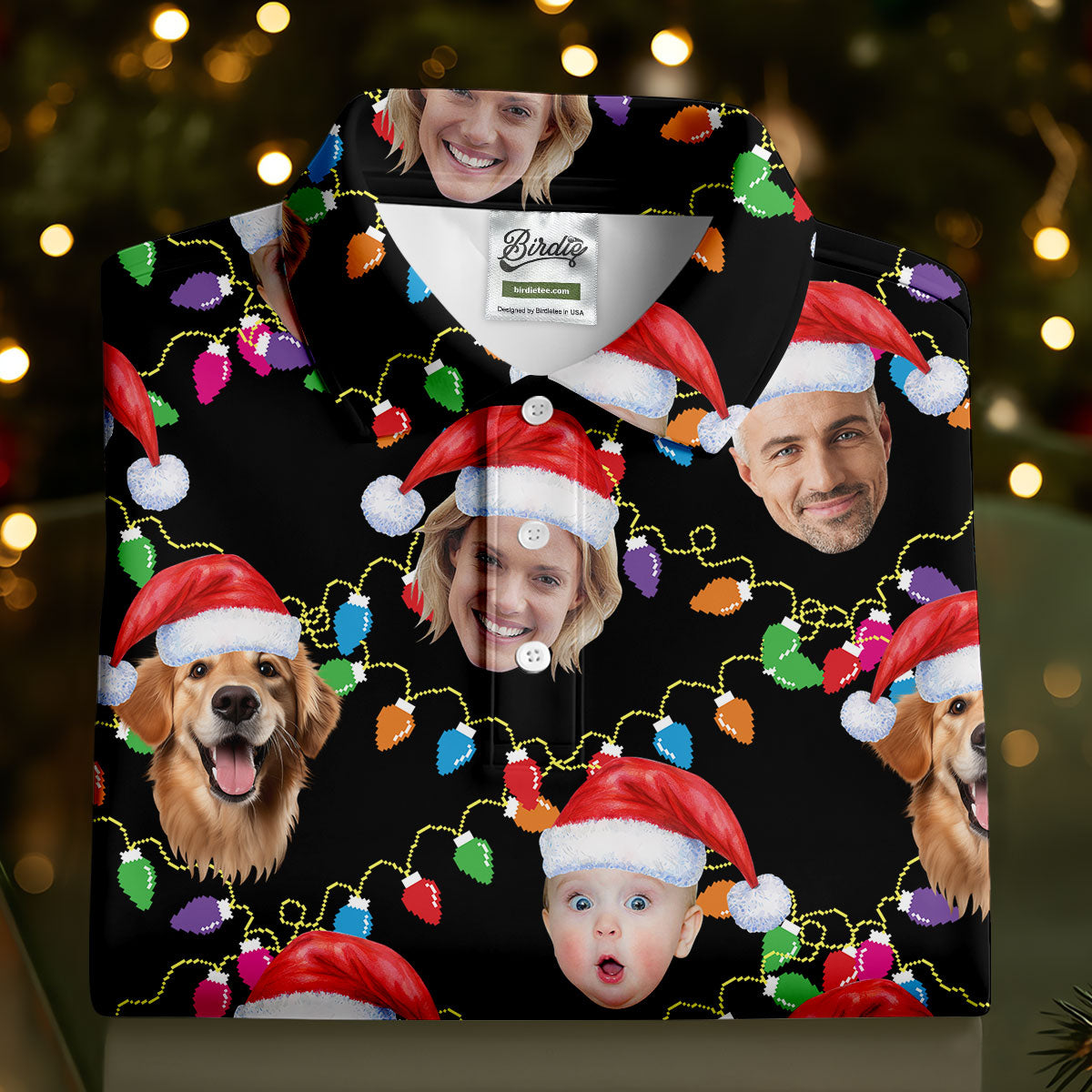 Custom Face Christmas Black Polo ShirtFunny Christmas Shirts For Family, Golf Gifts For Women