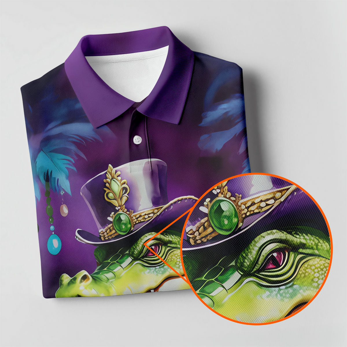 Mardi Gras Alligator Purple Golf Shirt, Men's Funny Golf Shirts, Polo ShirtFor Men, Golf Shirts For Men